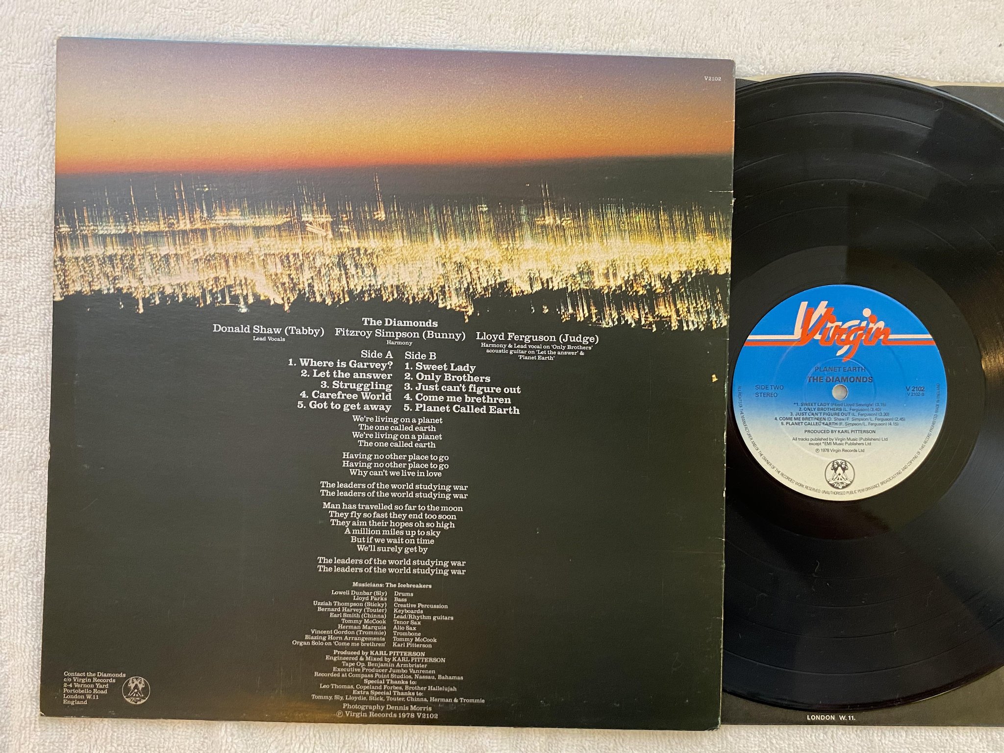 Omslagsbild för skivan THE DIAMONDS planet earth LP -78 UK VIRGIN V2102