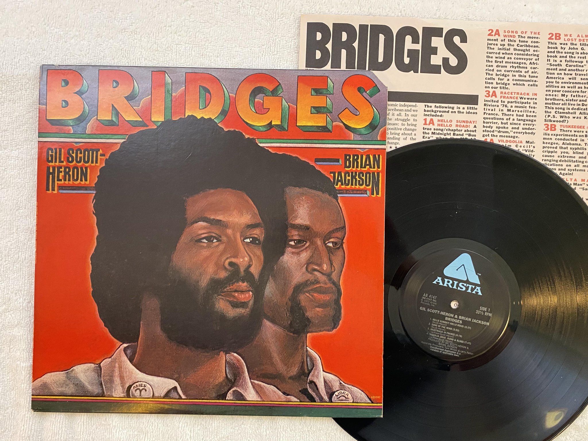 Omslagsbild för skivan GIL-SCOTT HERON / BRIAN JACKSON bridges LP -77 US ARISTA AB 4147