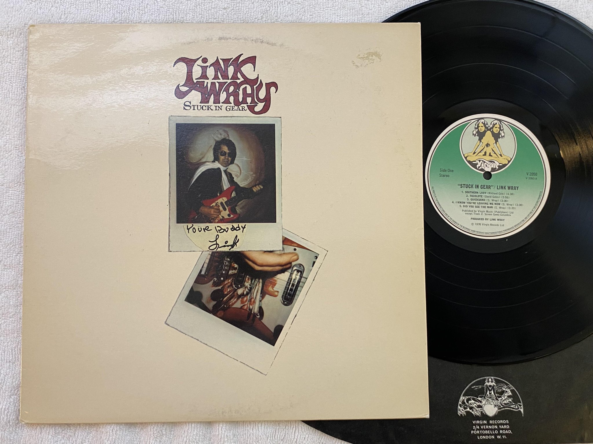 Omslagsbild för skivan LINK WRAY stuck in gear LP -76 UK VIRGIN V 2050