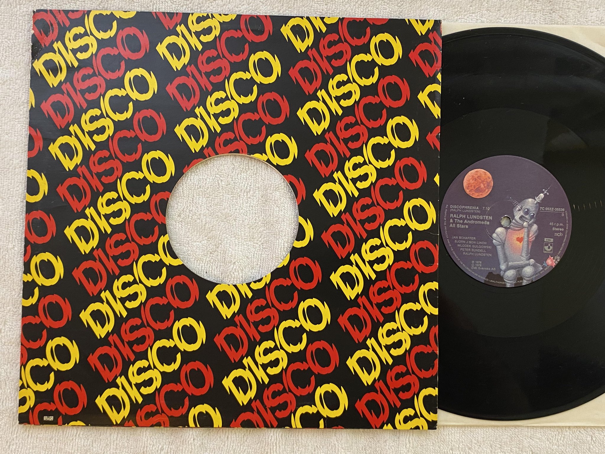 Omslagsbild för skivan RALPH LUNDSTEN andromedian nights 12"single -78 HARVEST *** COSMIC DISCO ***