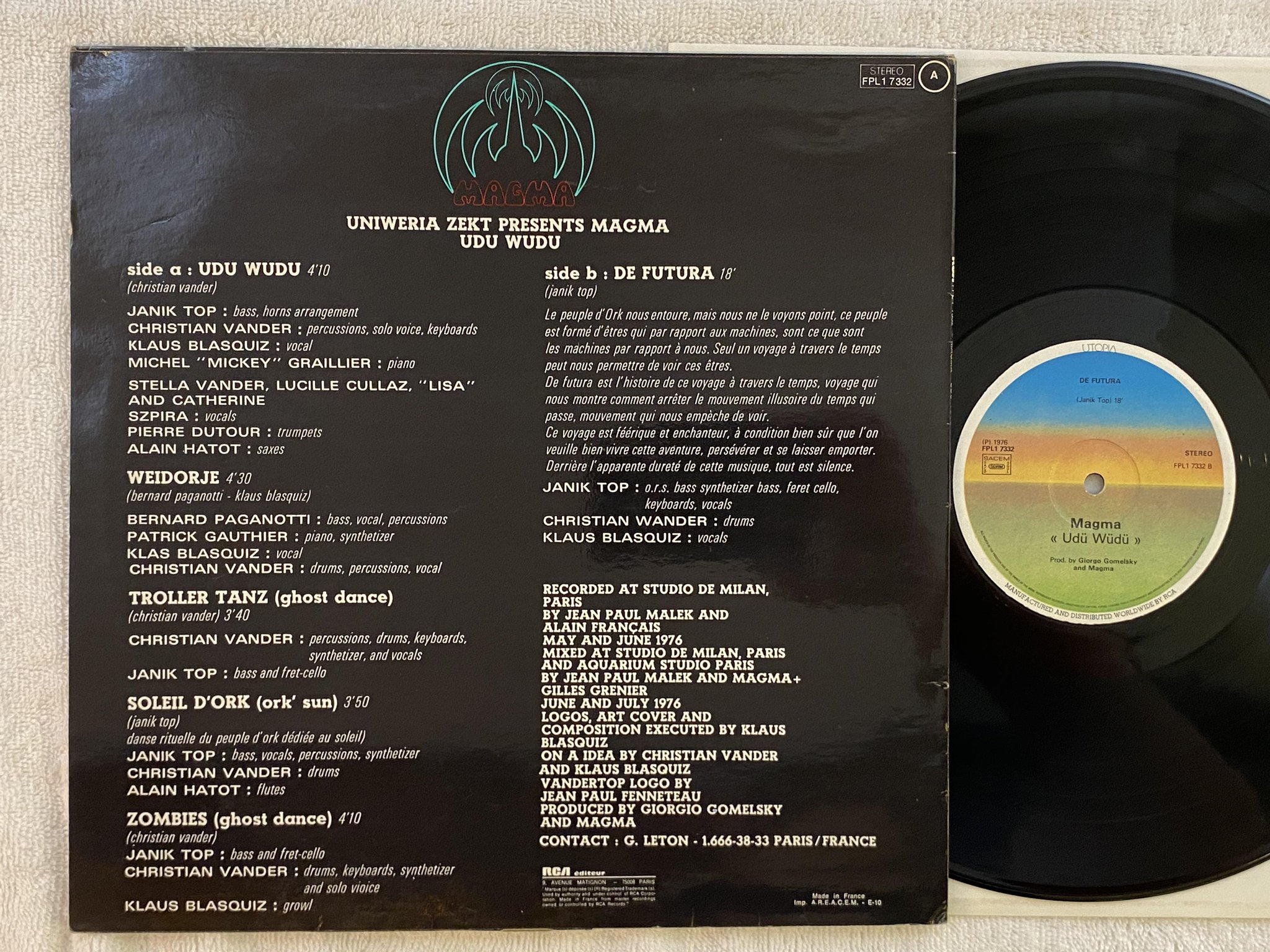 Omslagsbild för skivan MAGMA Üdü ?üdü LP -76 Fra UTOPIA FPL1-7332