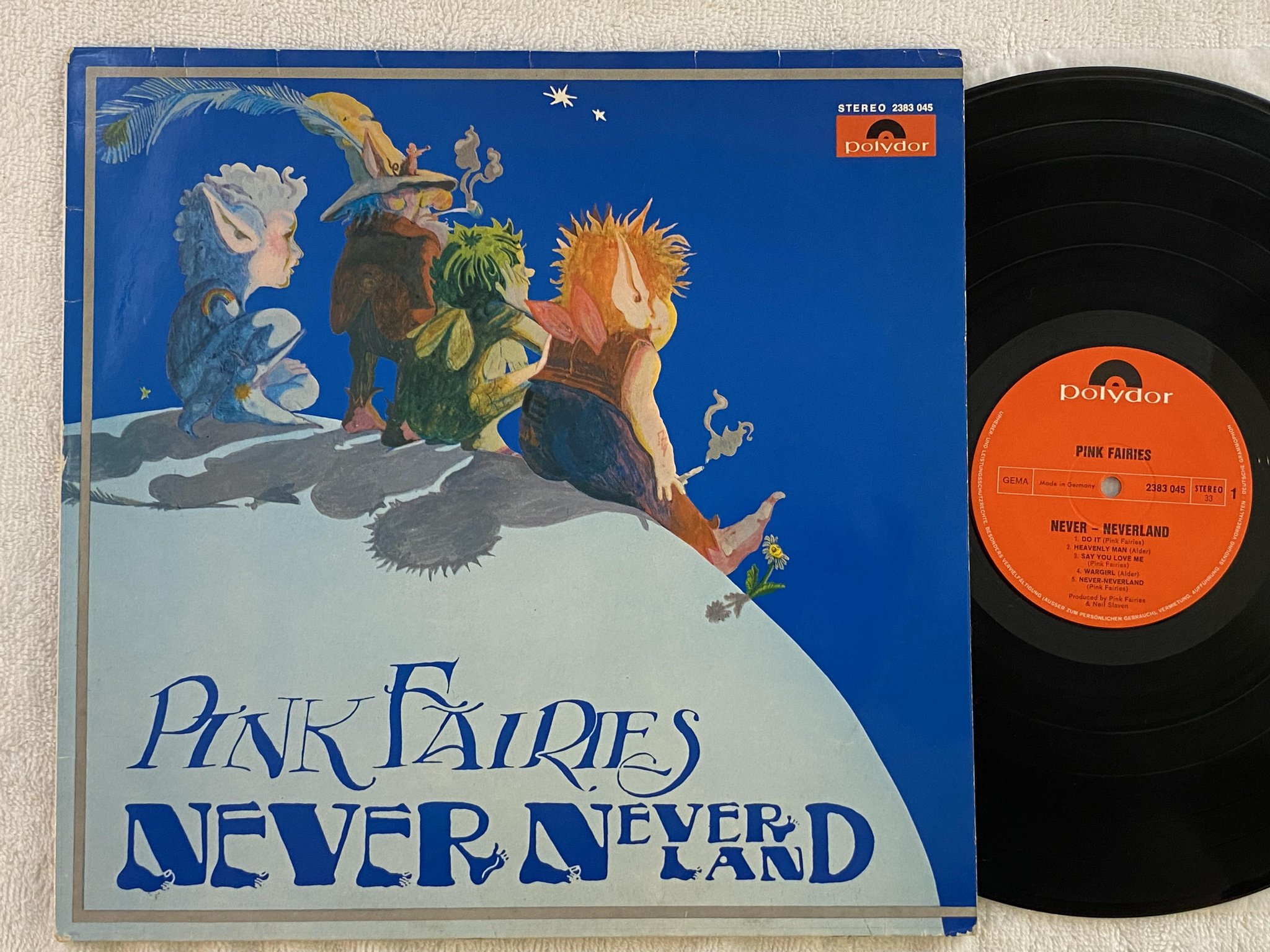 Omslagsbild för skivan PINK FAIRIES never - neverland LP -71 Ger POLYDOR 2383 045
