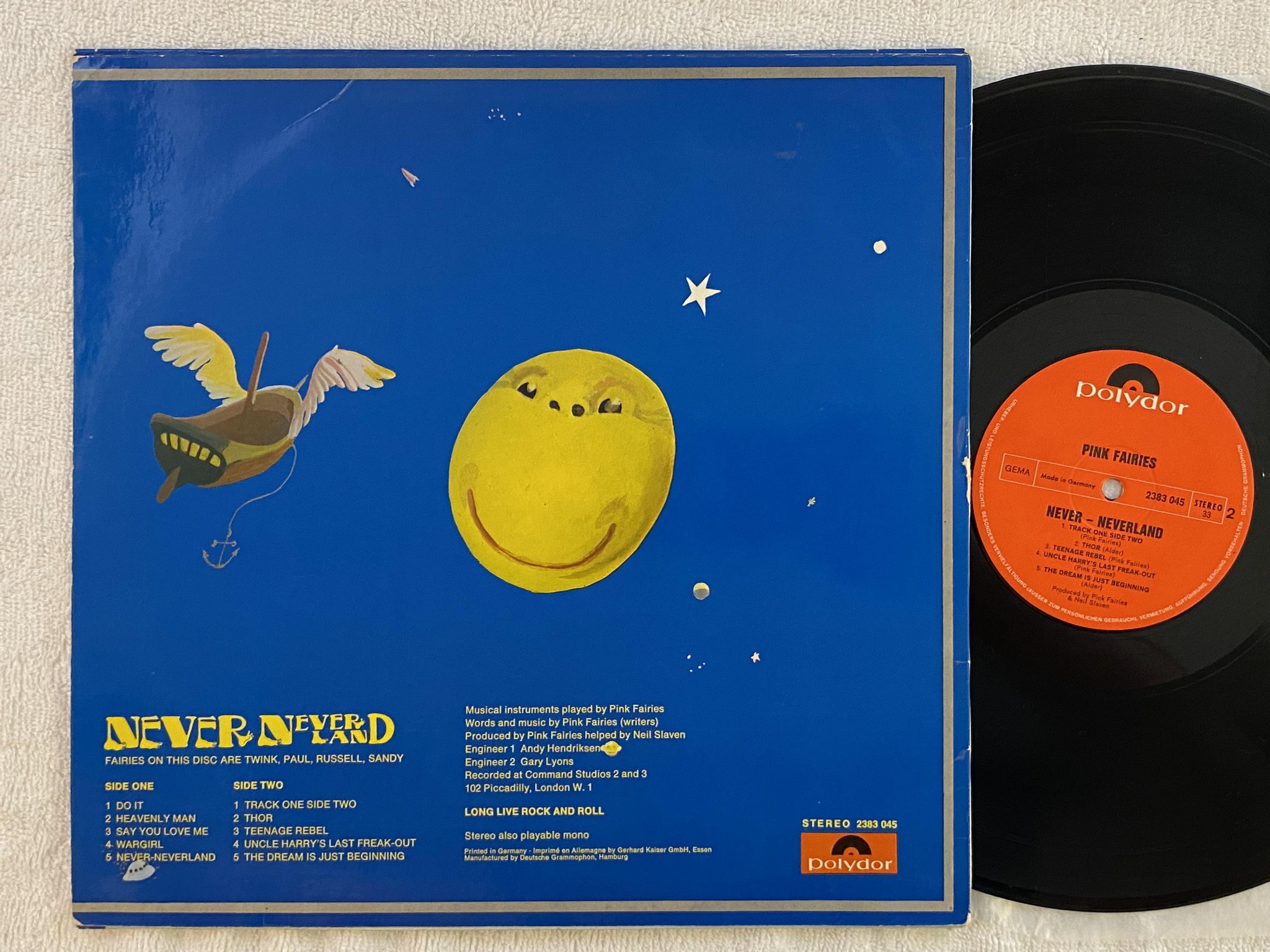 Omslagsbild för skivan PINK FAIRIES never - neverland LP -71 Ger POLYDOR 2383 045