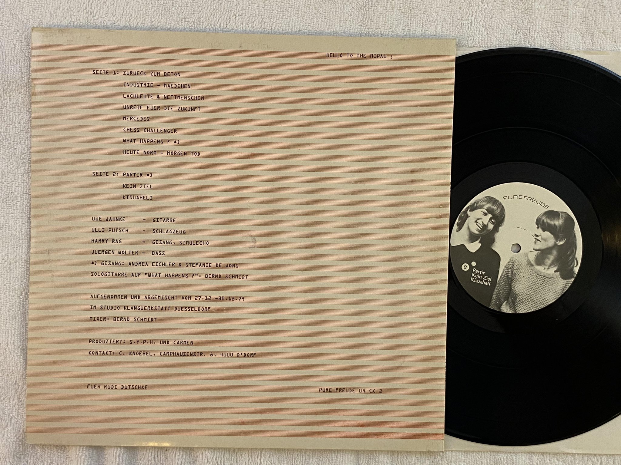 Omslagsbild för skivan S.Y.P.H. s/t LP -80 Ger PURE FREUDE PF 04 CK 2 *** red lettering ***