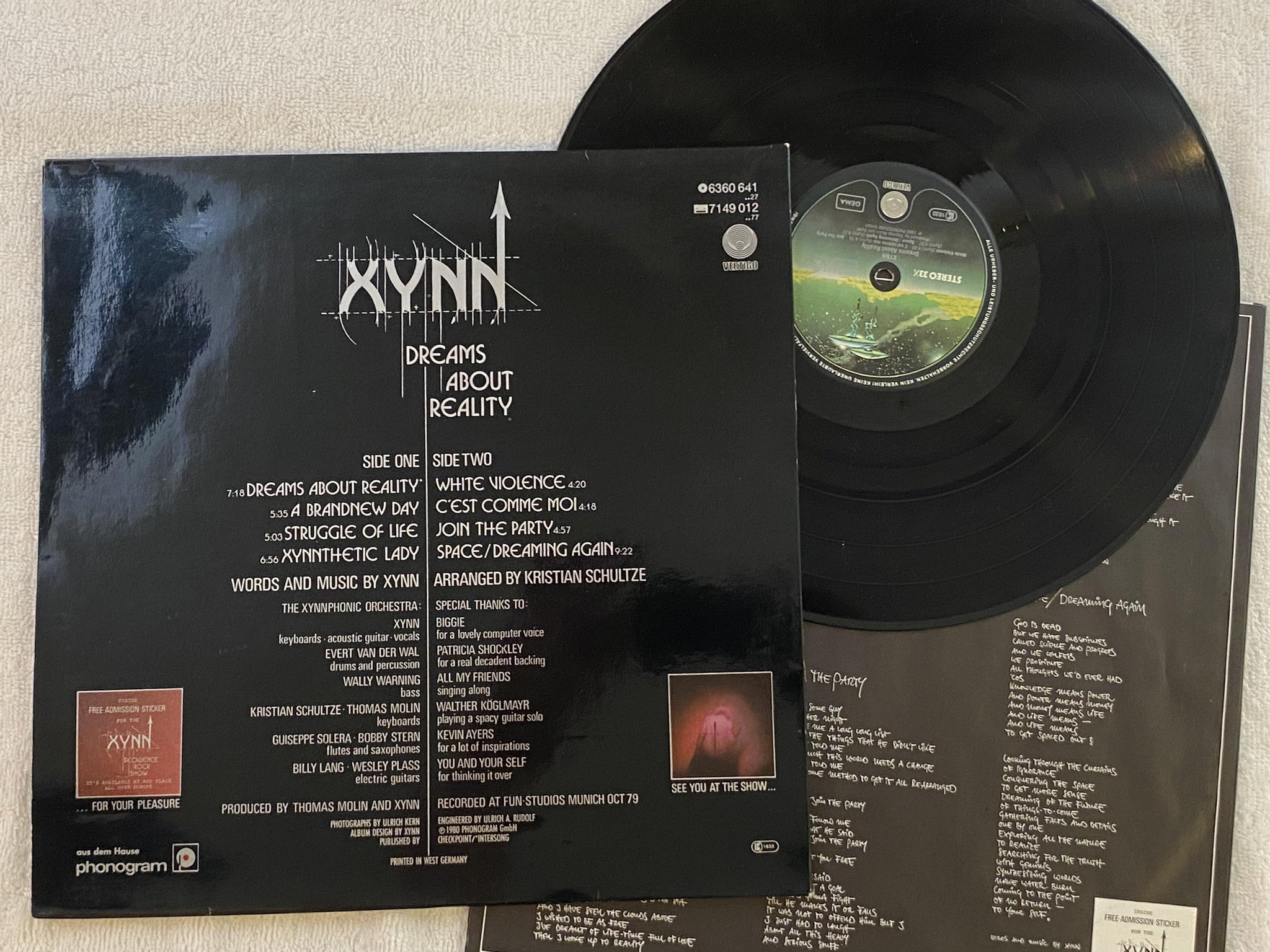 Omslagsbild för skivan XYNN dreams about reality LP -80 Ger VERTIGO 6360641