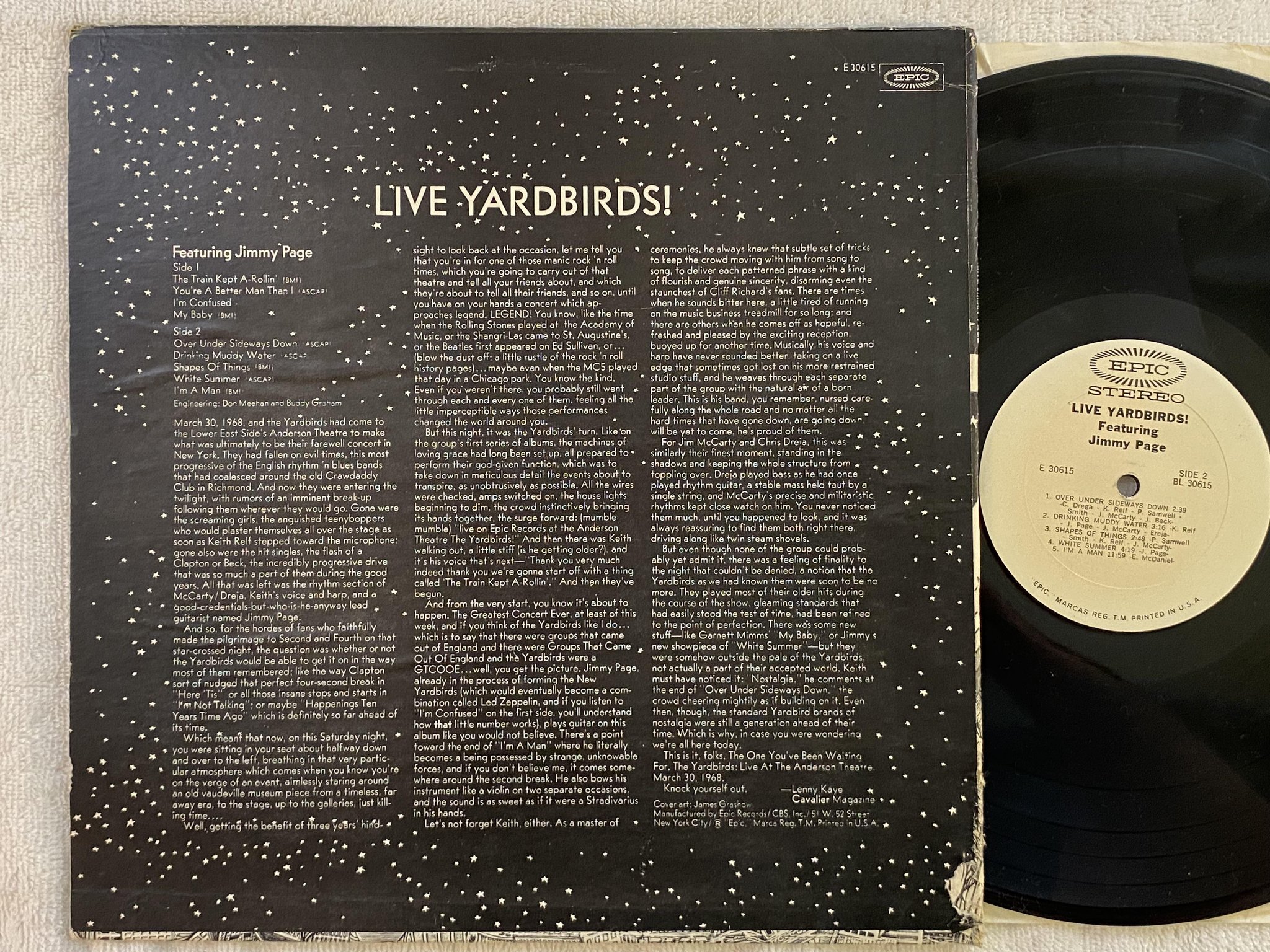 Omslagsbild för skivan THE YARDBIRDS live! LP EPIC E 30615