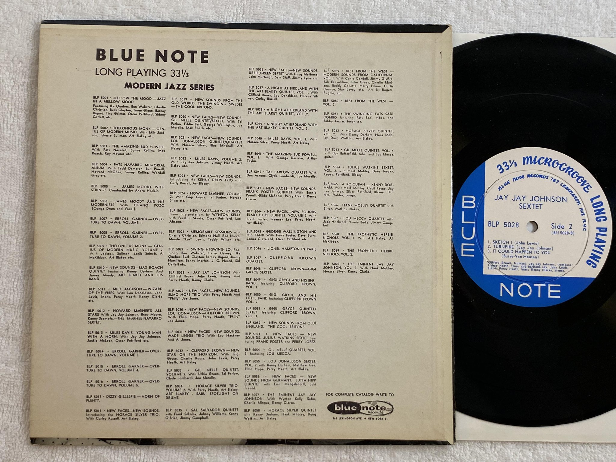 Omslagsbild för skivan JAY JAY JOHNSON SEXTET with 10"LP -53 US BLUE NOTE BLP 5028