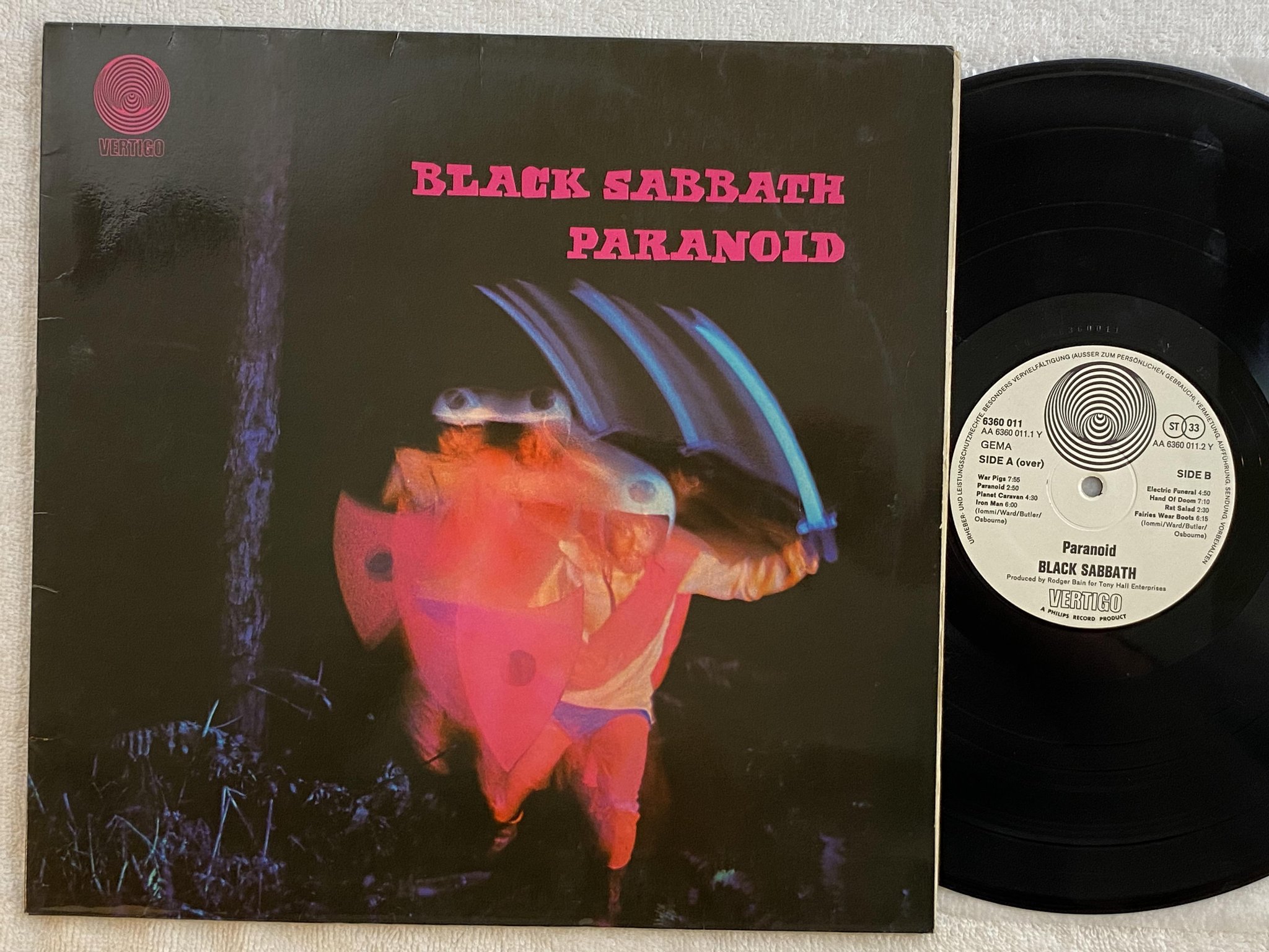 Omslagsbild för skivan BLACK SABBATH paranoid LP -70 Ger VERTIGO 6360 011