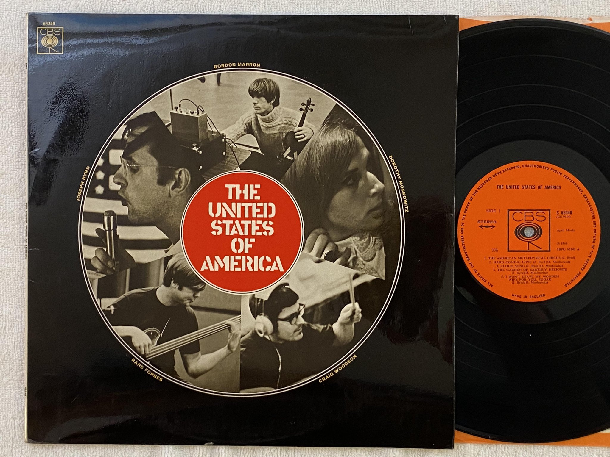 Omslagsbild för skivan THE UNITED STATES OF AMERICA LP -68 UK CBS S 63340 *** CLASSIC ***