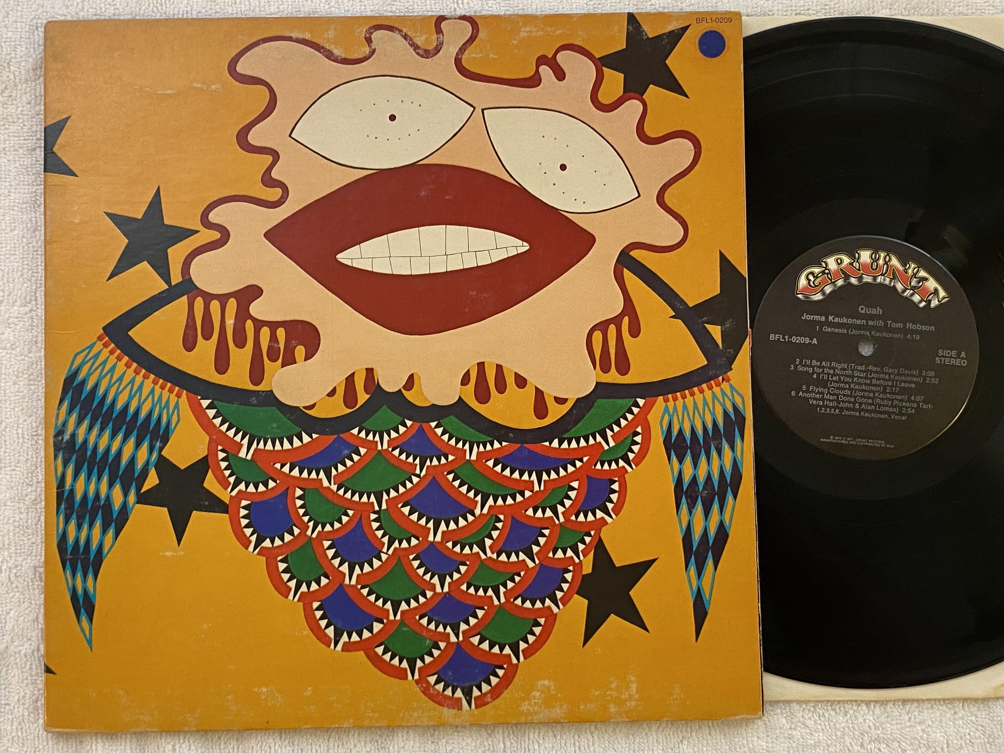 Omslagsbild för skivan JORMA KAUKONEN quah LP -74 US GRUNT BFL1-0209