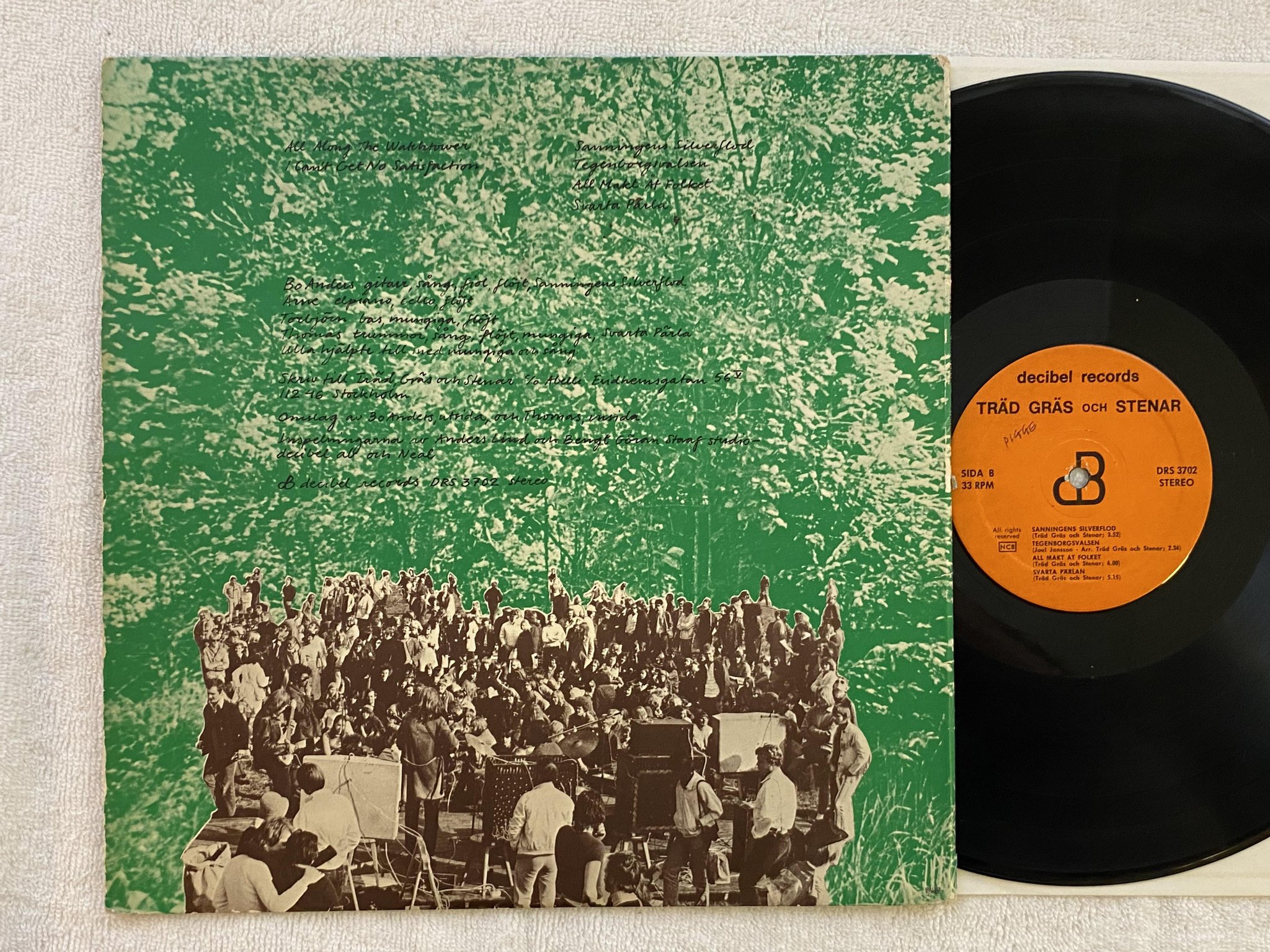 Omslagsbild för skivan TRÄD GRÄS OCH STENAR s/t LP -70 Swe DECIBEL DRS 3702
