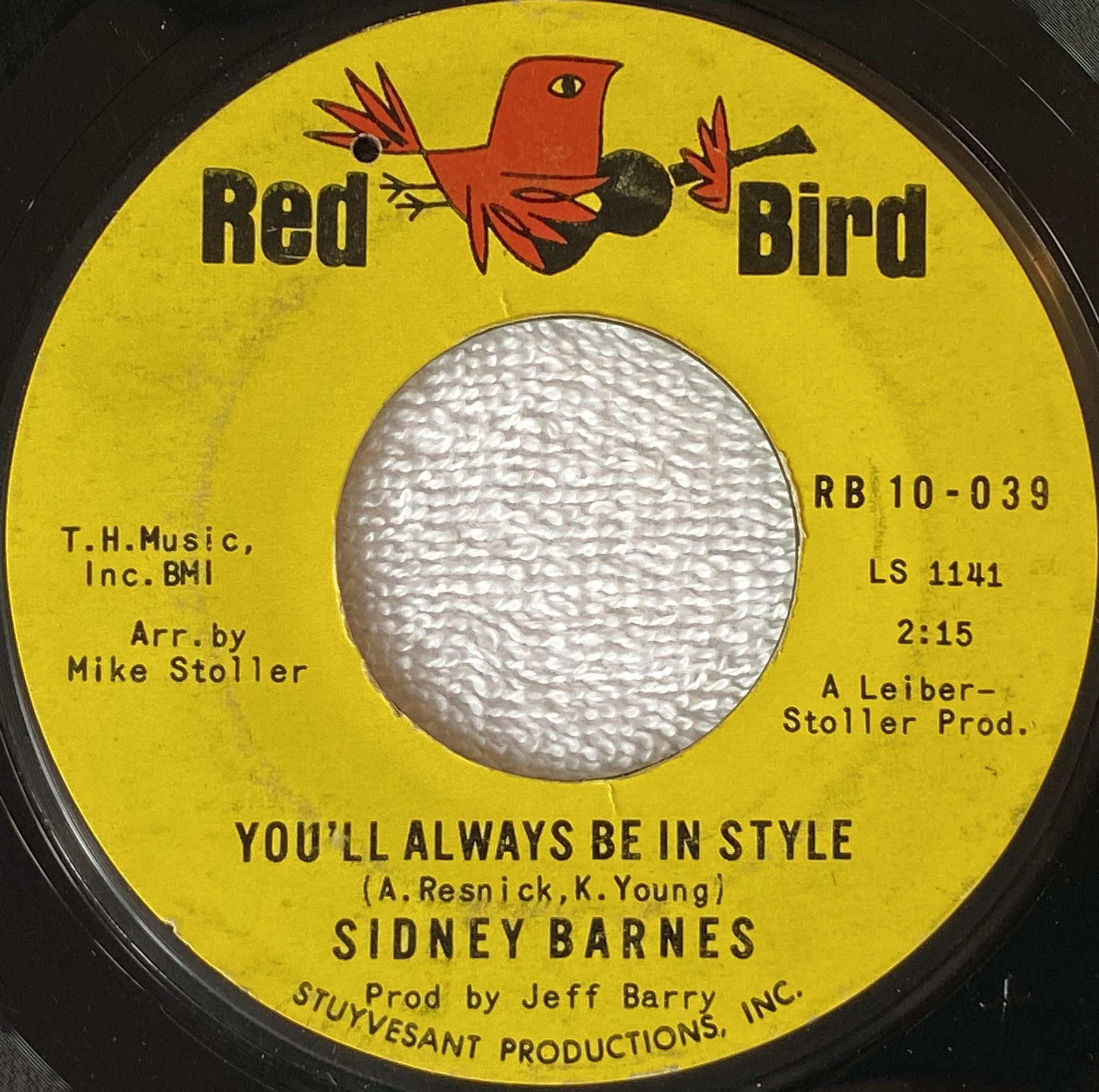 Omslagsbild för skivan SIDNEY BARNES You'll Always Be In Style 7" -65 US *** rare northern soul 45 ***