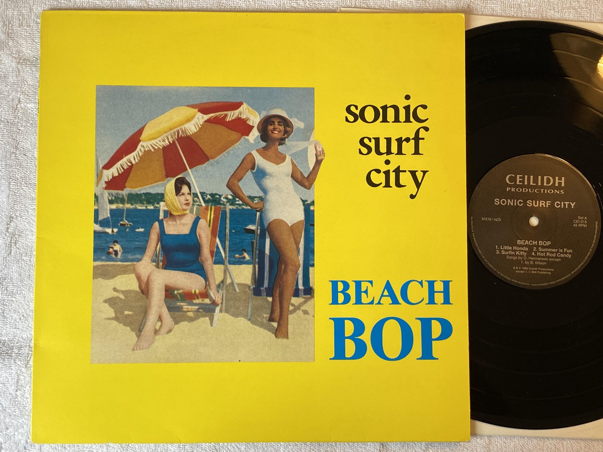 Omslagsbild för skivan SONIC SURF CITY Beach Bop 12"ep -90 Swe CEILIDH CEI 015