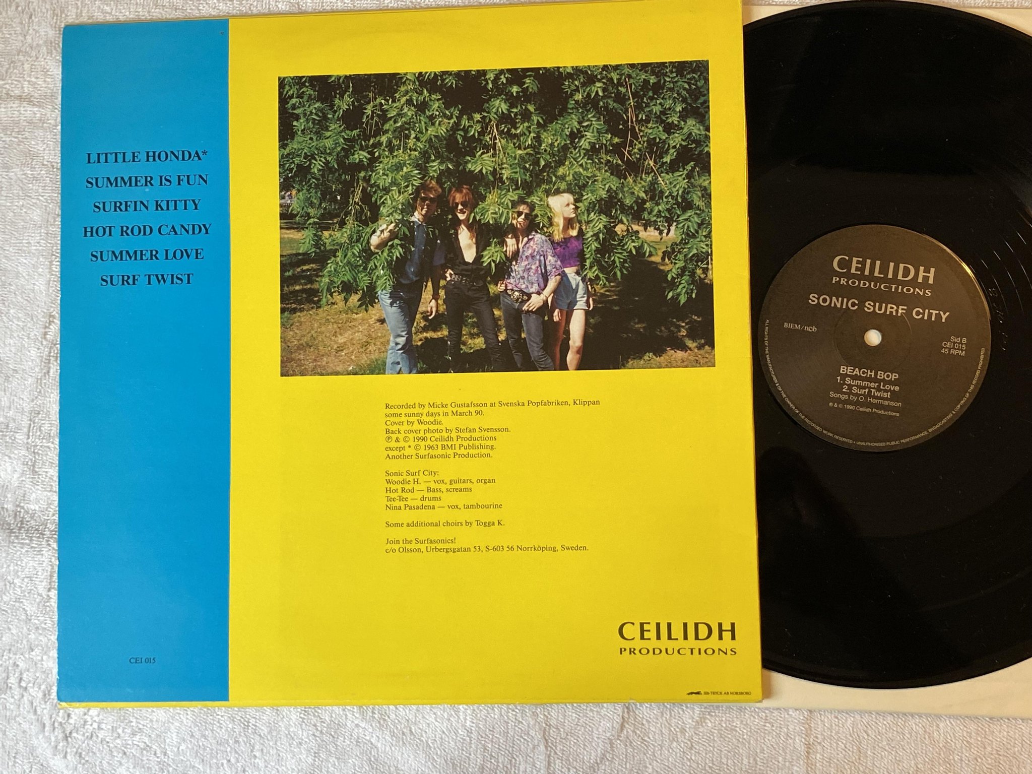 Omslagsbild för skivan SONIC SURF CITY Beach Bop 12"ep -90 Swe CEILIDH CEI 015