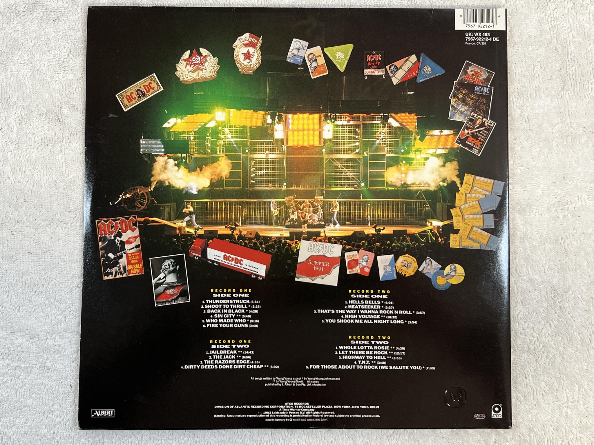 Omslagsbild för skivan AC/DC live 2xLP -92 Ger ATCO 7567-92212-1
