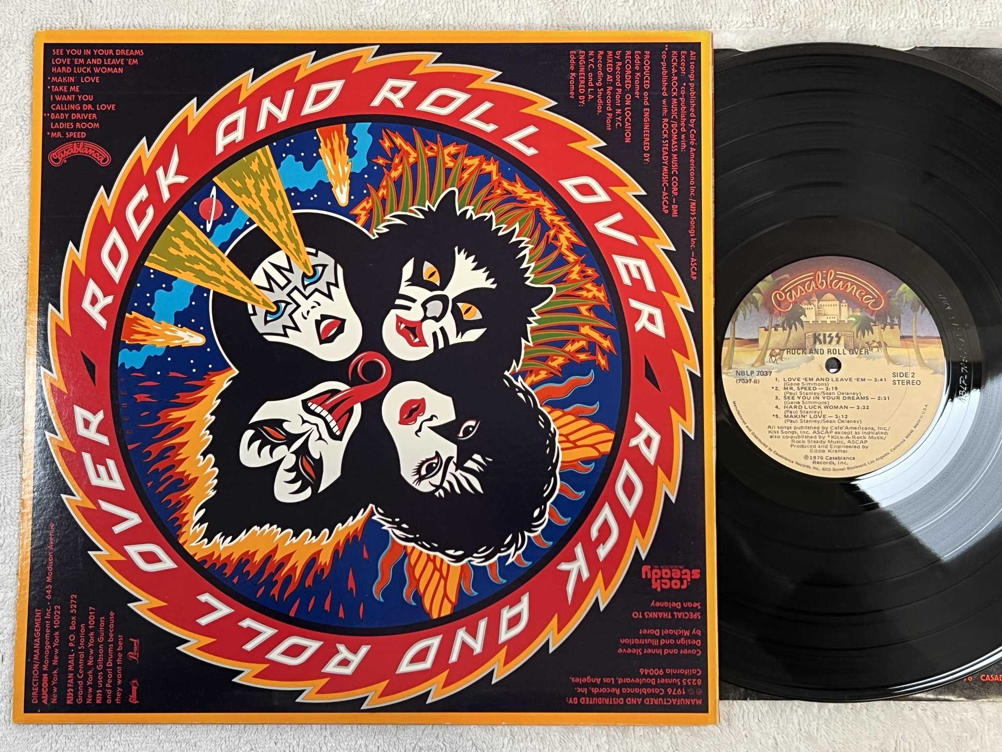 Omslagsbild för skivan KISS rock and roll over LP -76 US CASABLANCA NBLP 7037
