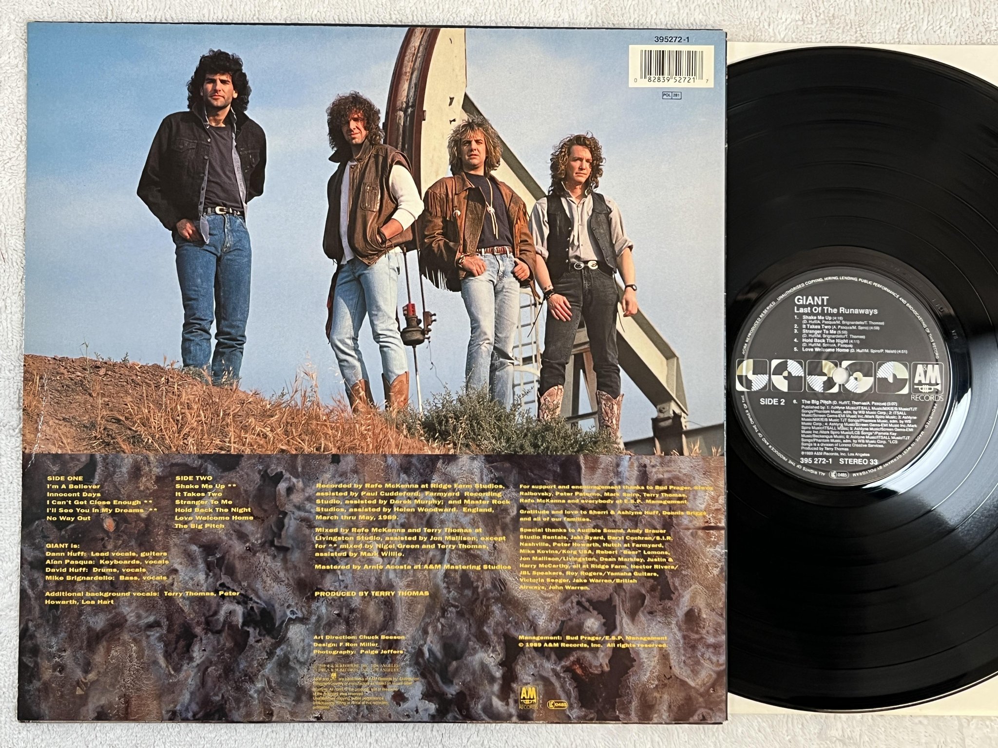 Omslagsbild för skivan GIANT last of the runaways LP -89 Hol A&M 395272-1