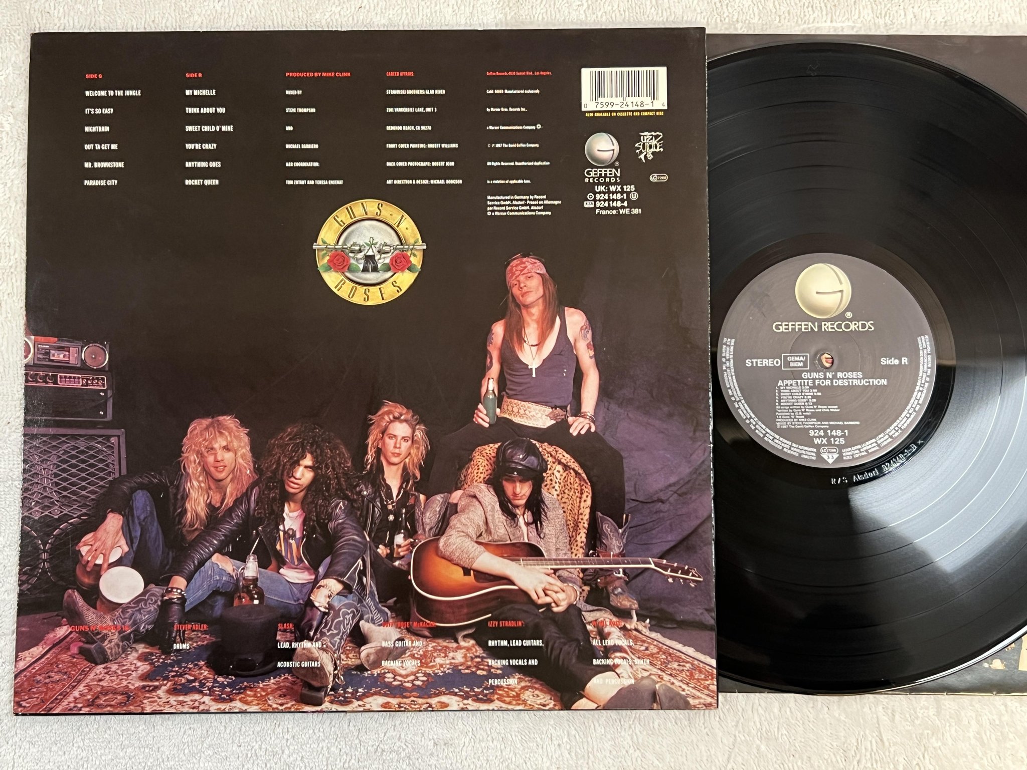 Omslagsbild för skivan GUNS N ROSES Appetite For Destruction LP -87 Ger GEFFEN 924 148-1