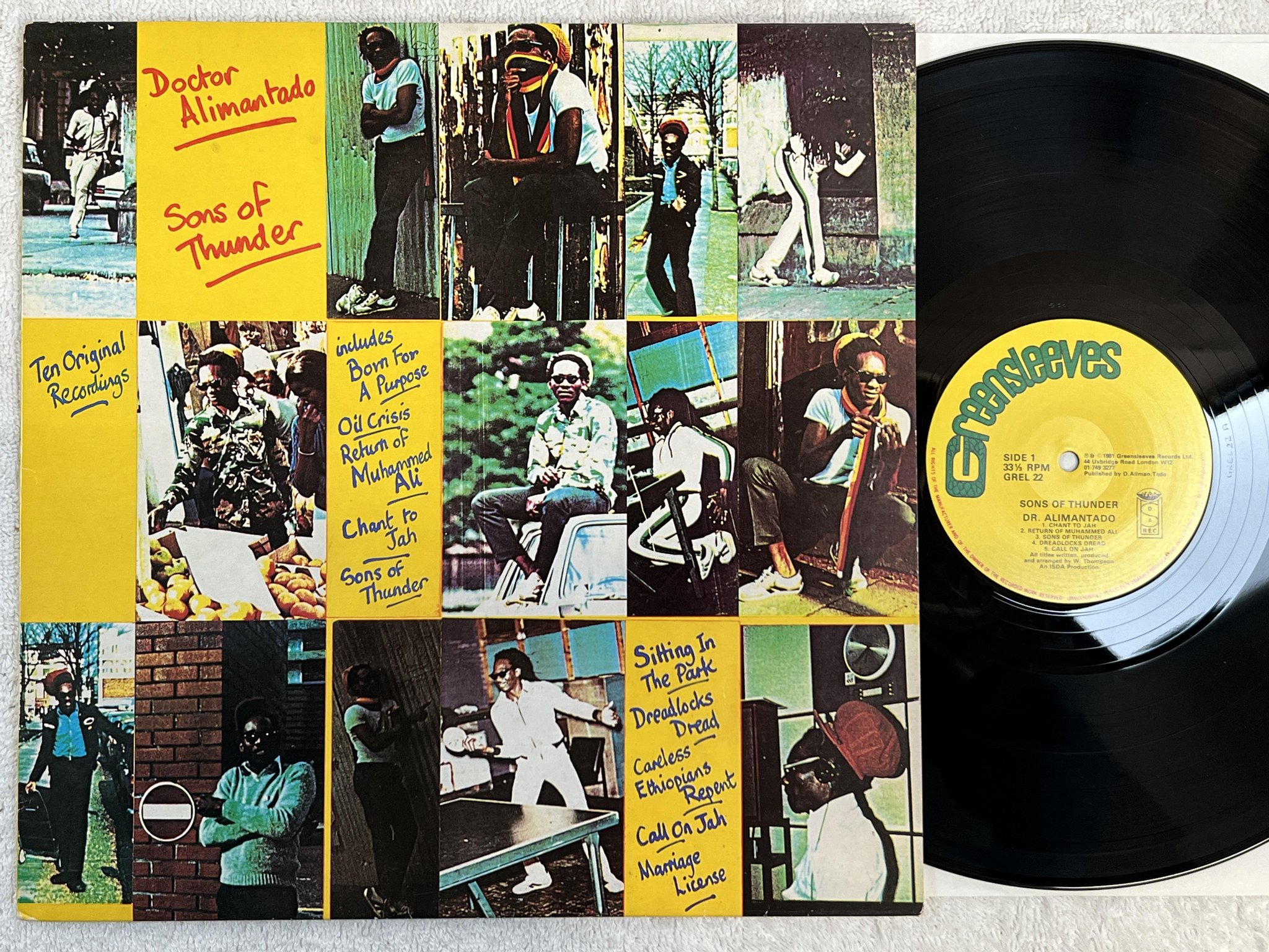 Omslagsbild för skivan DR ALIMANTADO Sons Of Thunder LP -81 UK GREENSLEEVES GREL 22