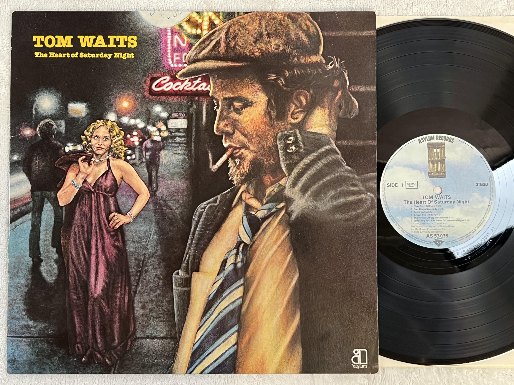 Omslagsbild för skivan TOM WAITS the heart of saturday night LP Ger ASYLUM AS 53035