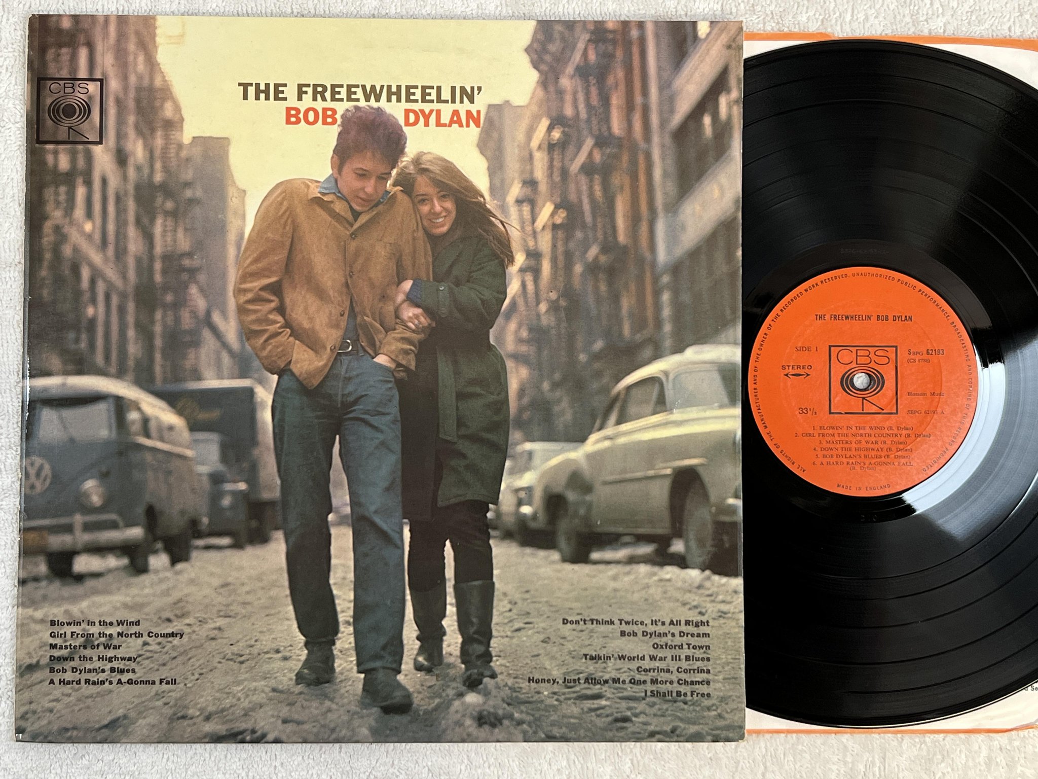 Omslagsbild för skivan BOB DYLAN the freewheelin' LP UK CBS SBPG 62193 *** RED STEREO ***