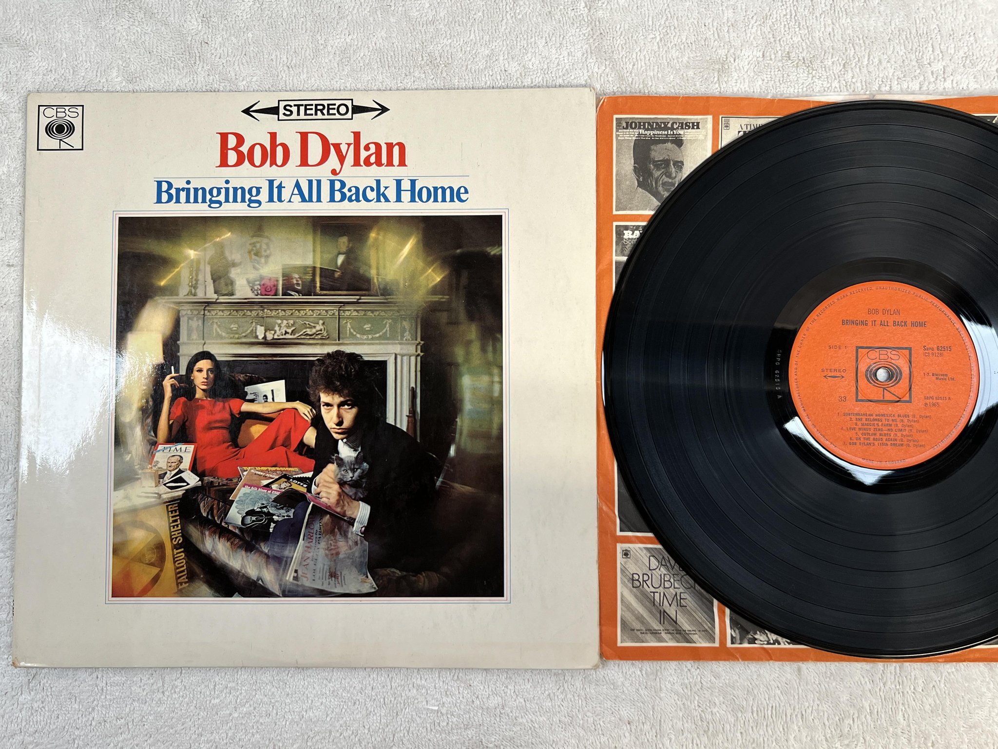 Omslagsbild för skivan BOB DYLAN bringing it all back home LP -65 UK CBS SBPG 62515 *** 33 on labels **