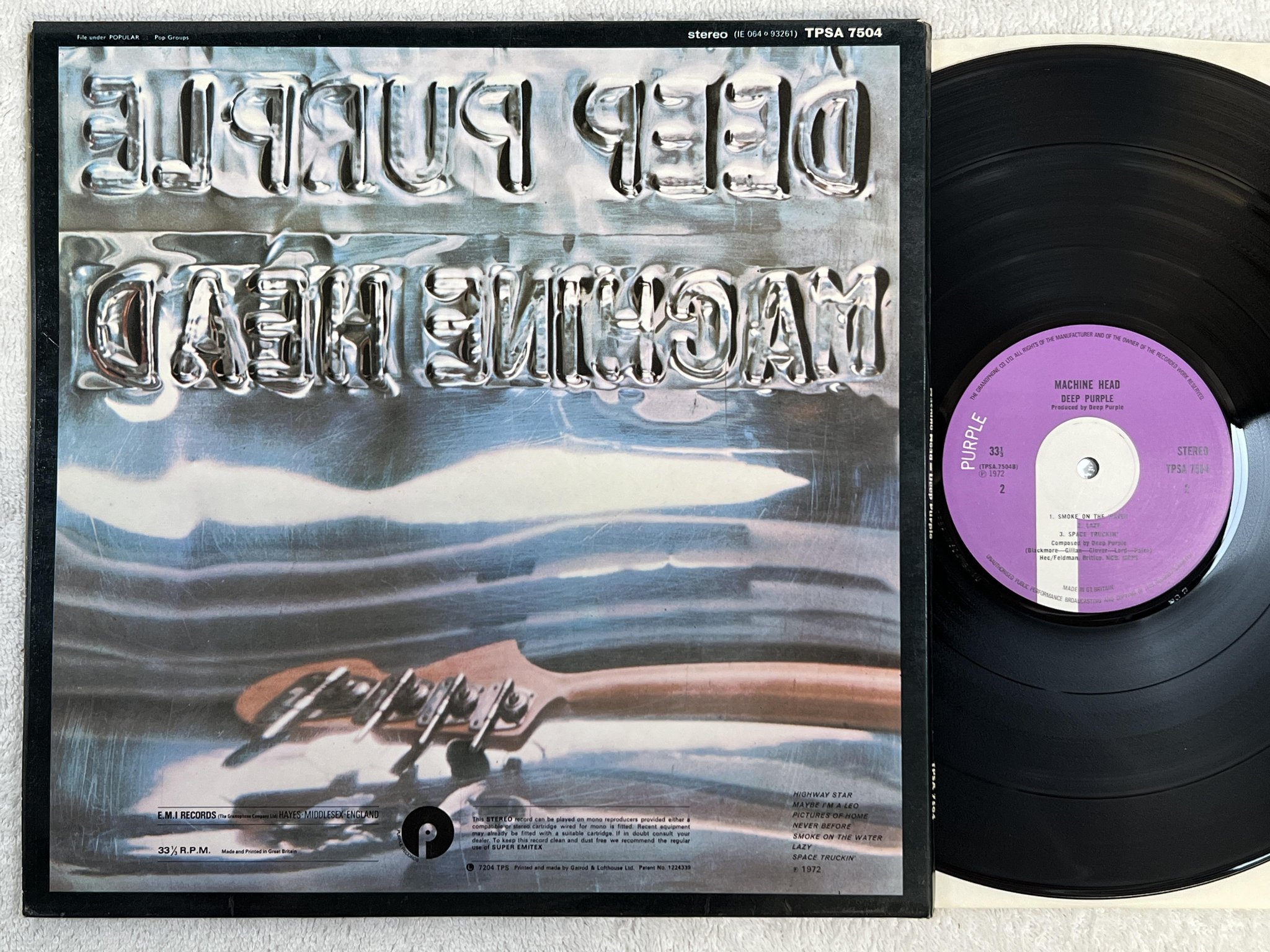 Omslagsbild för skivan DEEP PURPLE machine head LP -72 UK PURPLE TPSA 7504