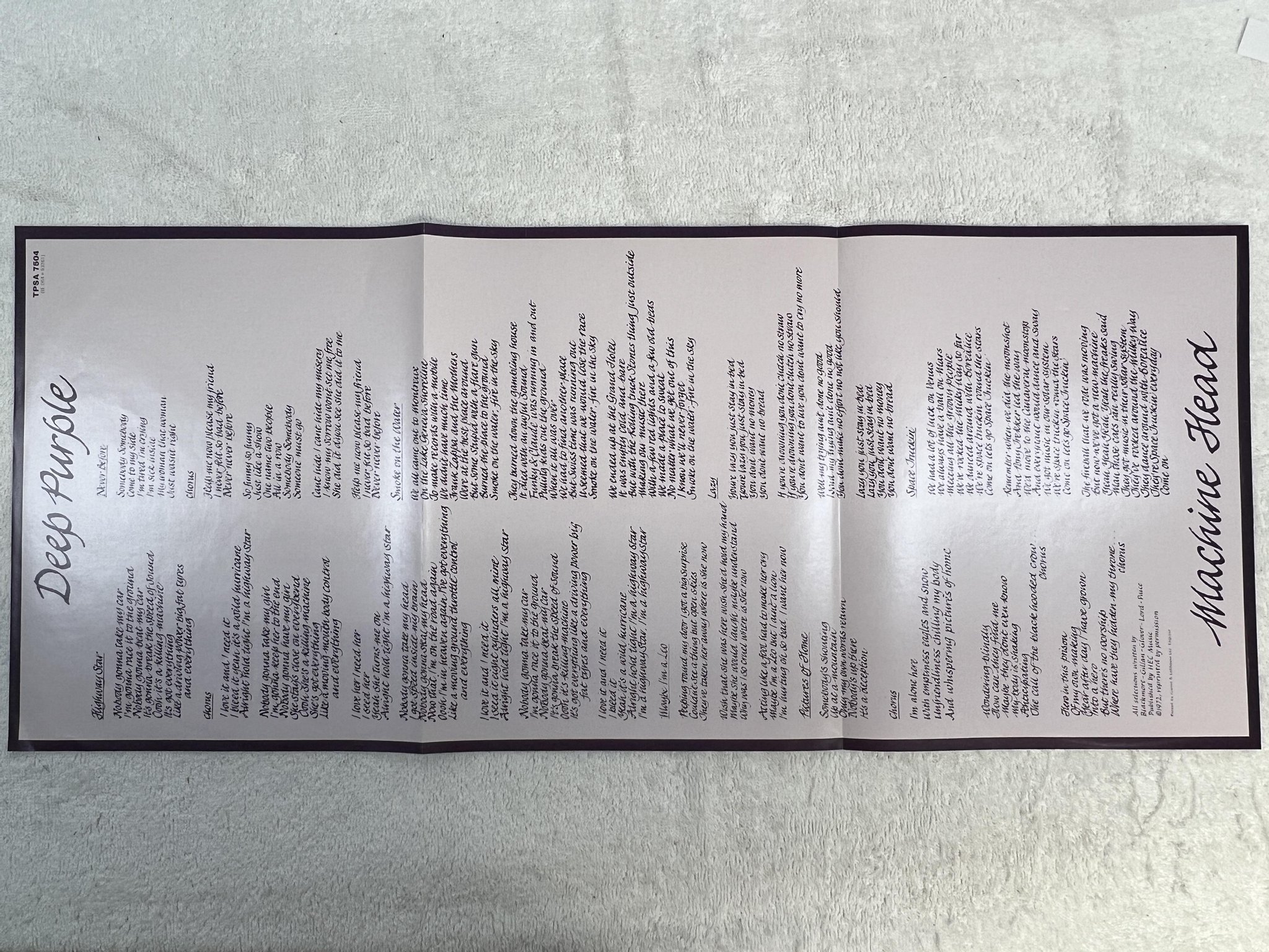 Omslagsbild för skivan DEEP PURPLE machine head LP -72 UK PURPLE TPSA 7504