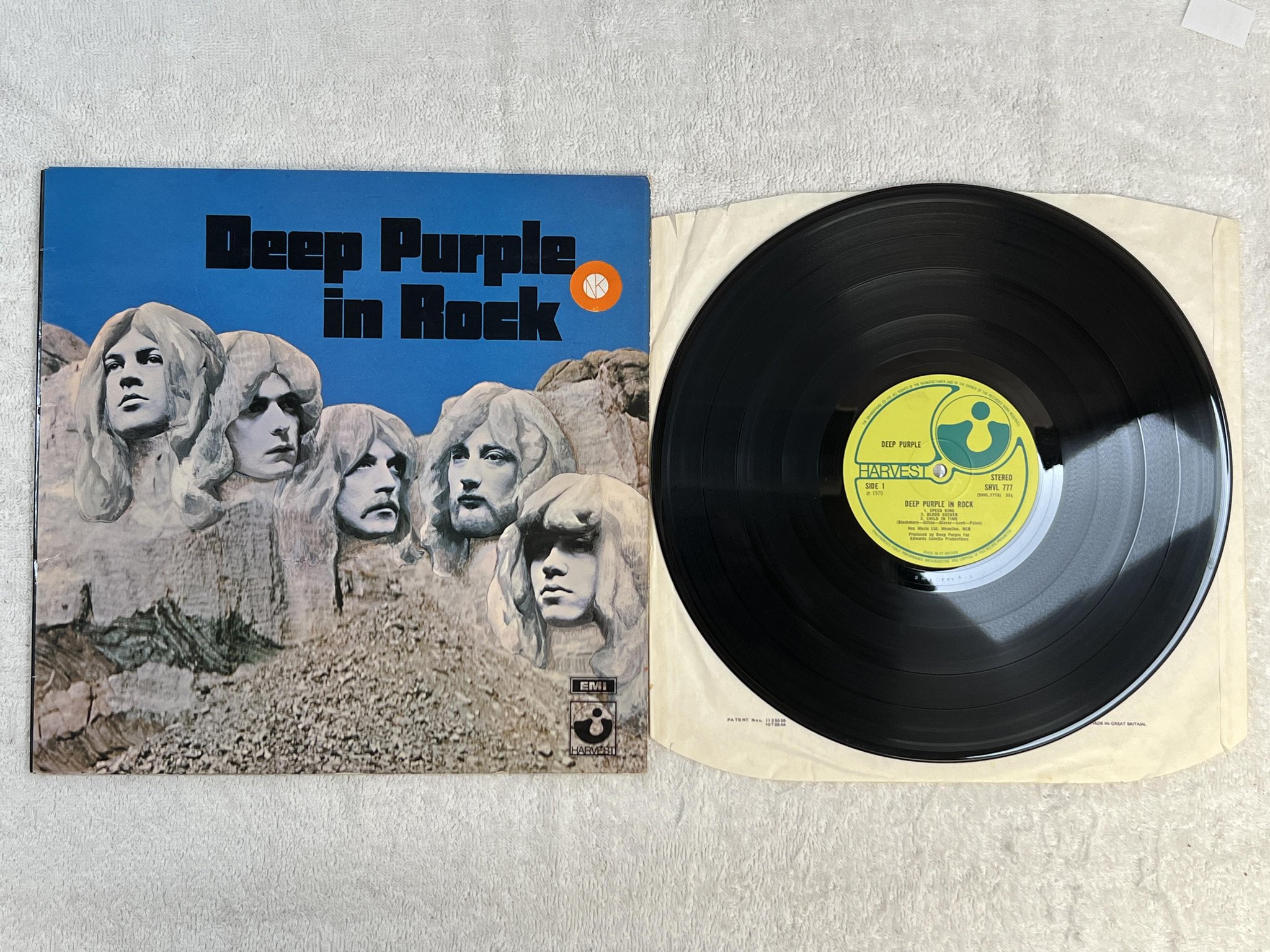 Omslagsbild för skivan DEEP PURPLE in rock LP -70 UK HARVEST SHVL 777 *** NO BOXED EMI ***