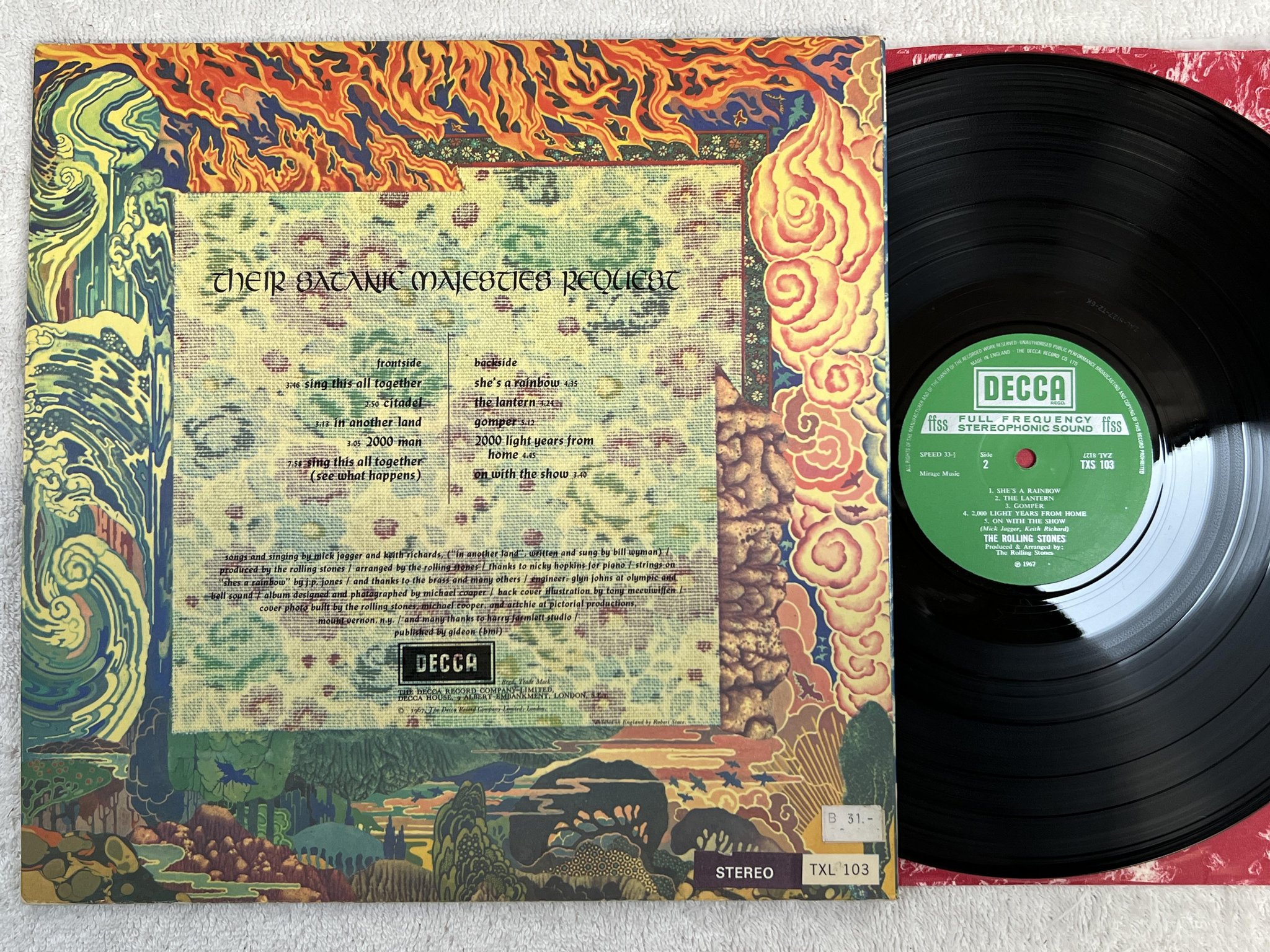 Omslagsbild för skivan THE ROLLING STONES Their Satanic Majesties Request LP UK DECCA TXS 103