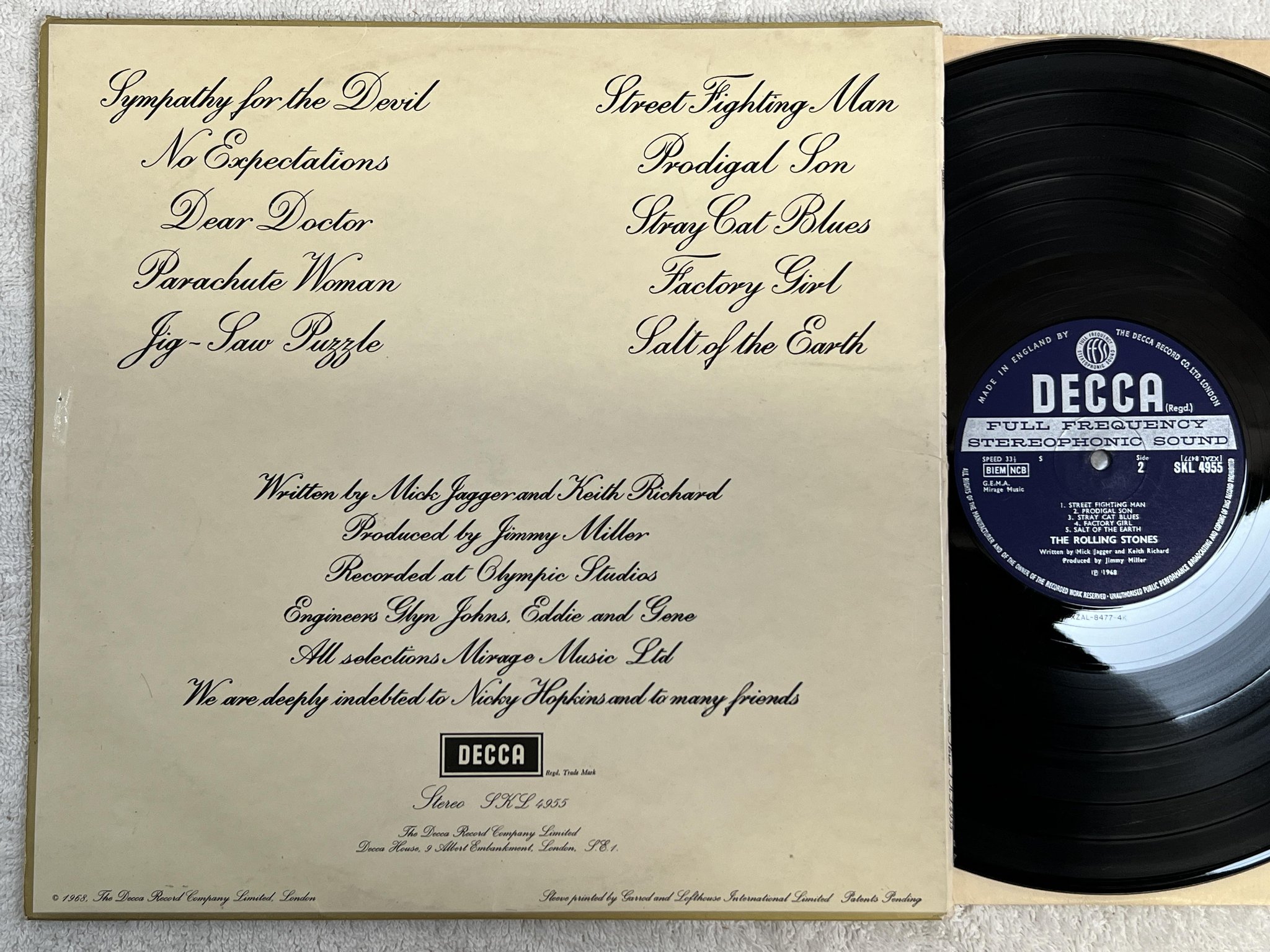 Omslagsbild för skivan THE ROLLING STONES beggars banquet LP -68 UK DECCA SKL 4955