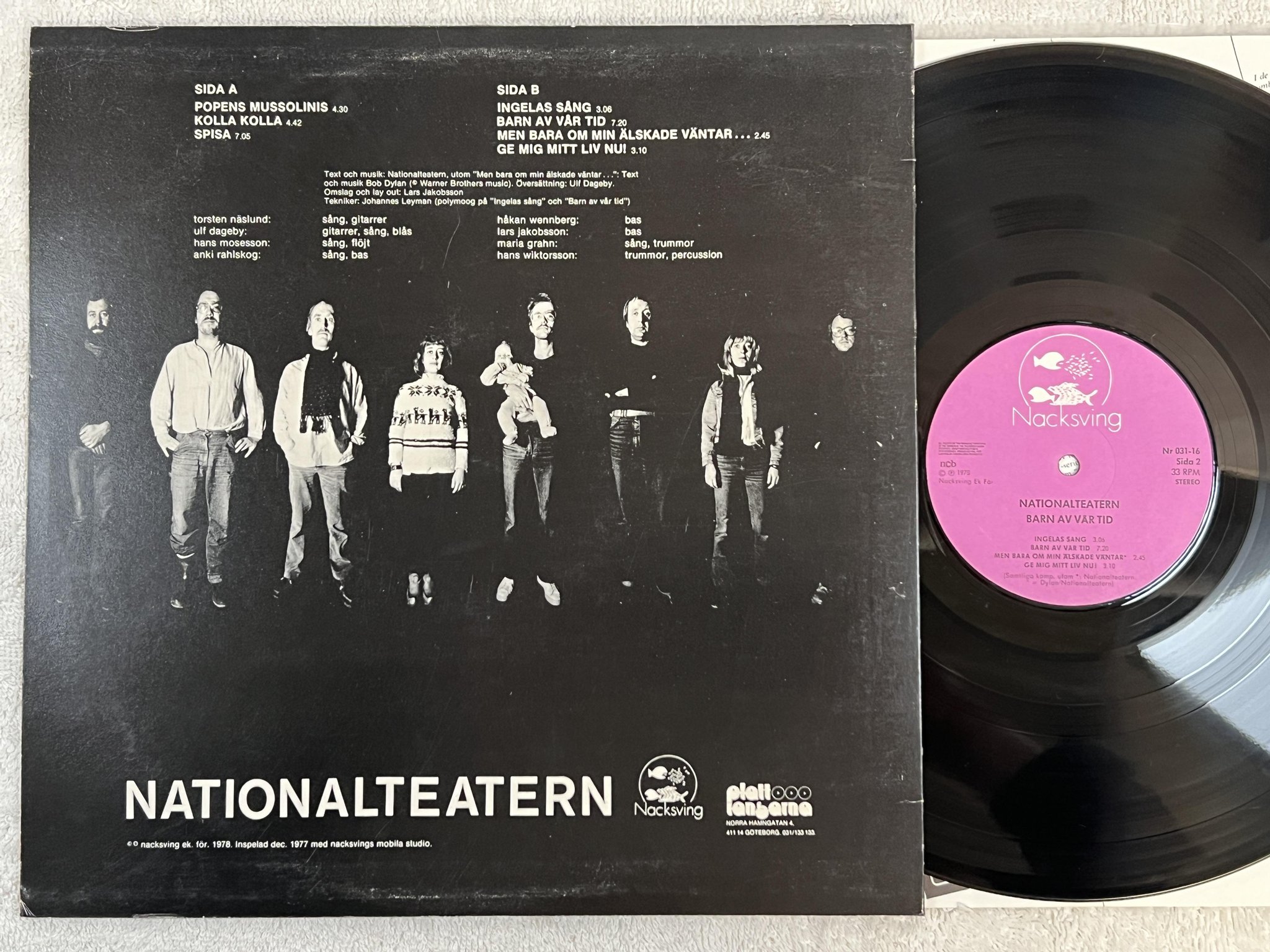 Omslagsbild för skivan NATIONALTEATERN barn av vår tid LP -78 NACKSVING nr 031-16 *** KOLLA KOLLA ***