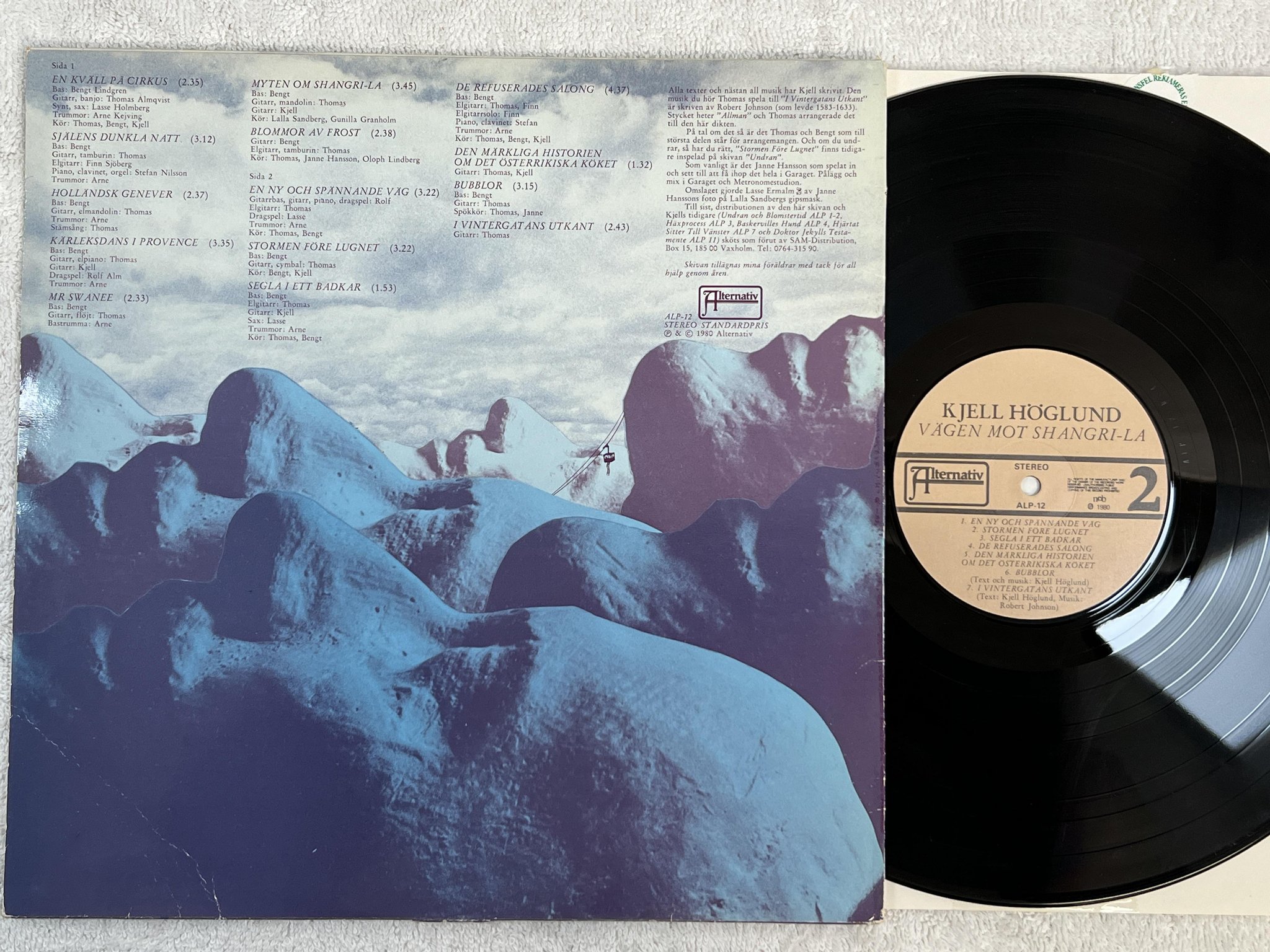 Omslagsbild för skivan KJELL HÖGLUND vägen mot Shangri-la LP -80 Swe ALTERNATIV ALP 12