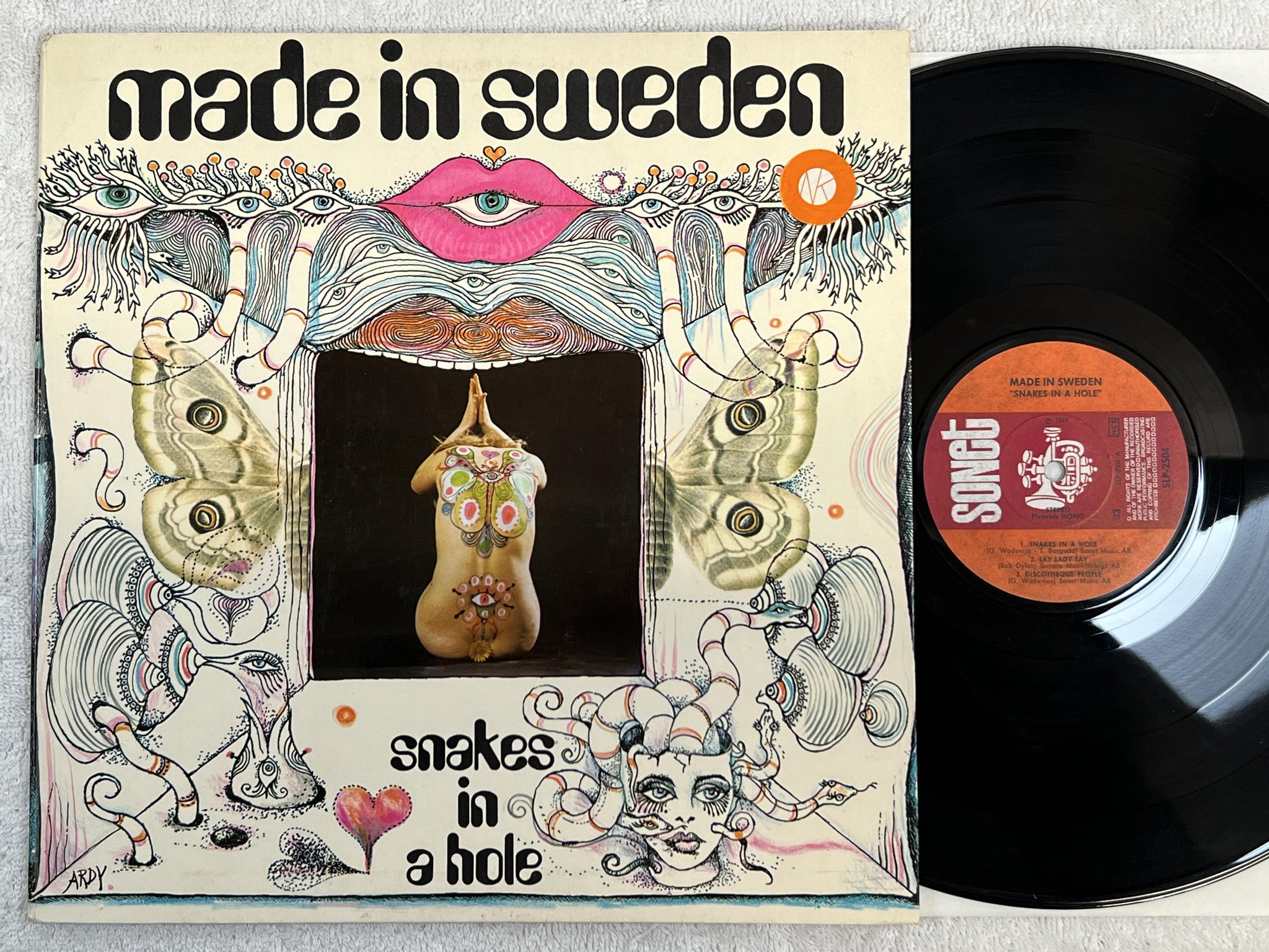 Omslagsbild för skivan MADE IN SWEDEN snakes in a hole LP -69 Swe SONET SLP-2504