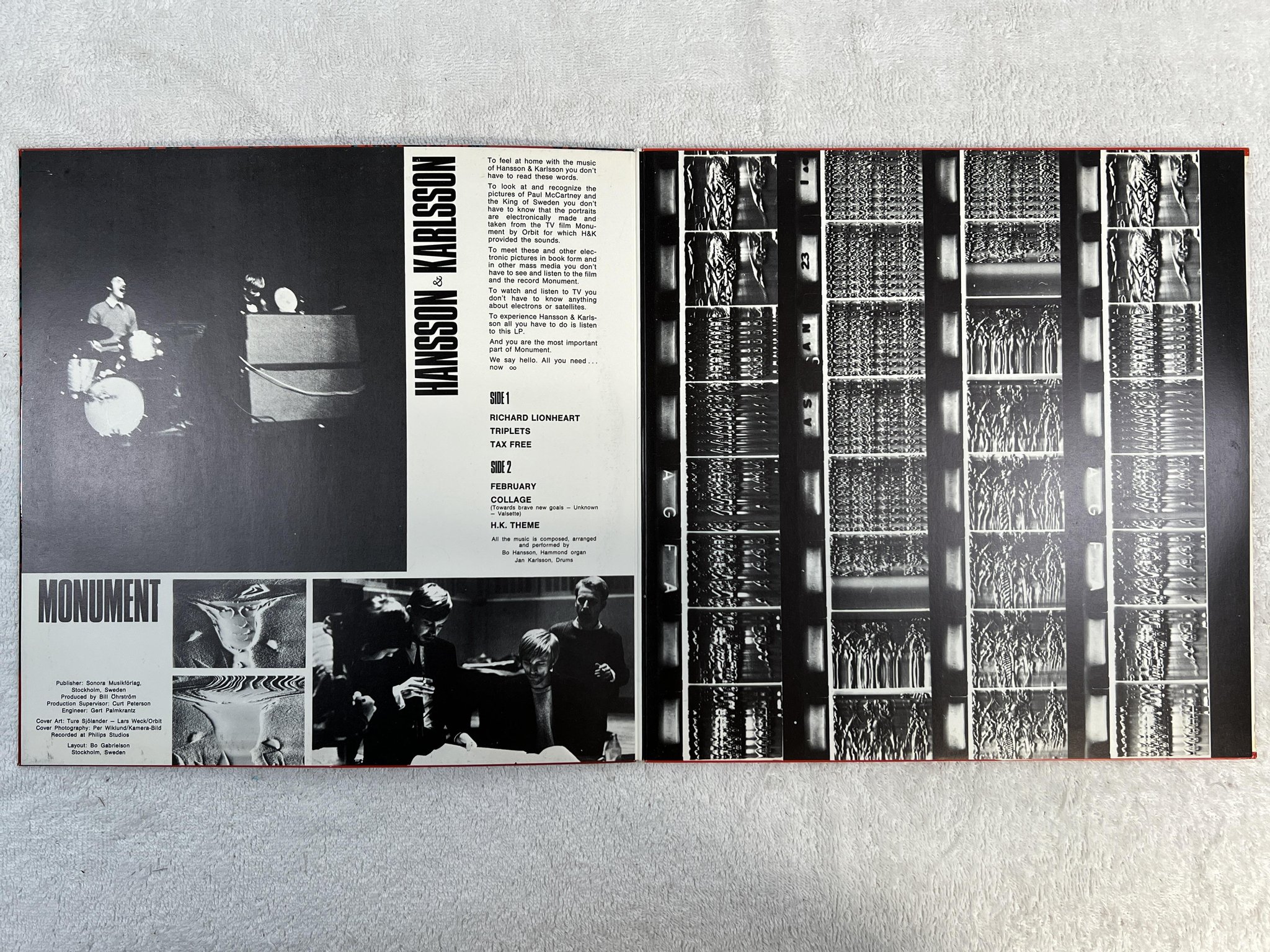 Omslagsbild för skivan HANSSON & KARLSSON monument LP -67 Swe POLYDOR LPHM 46260/ST *** TOPP EX ***