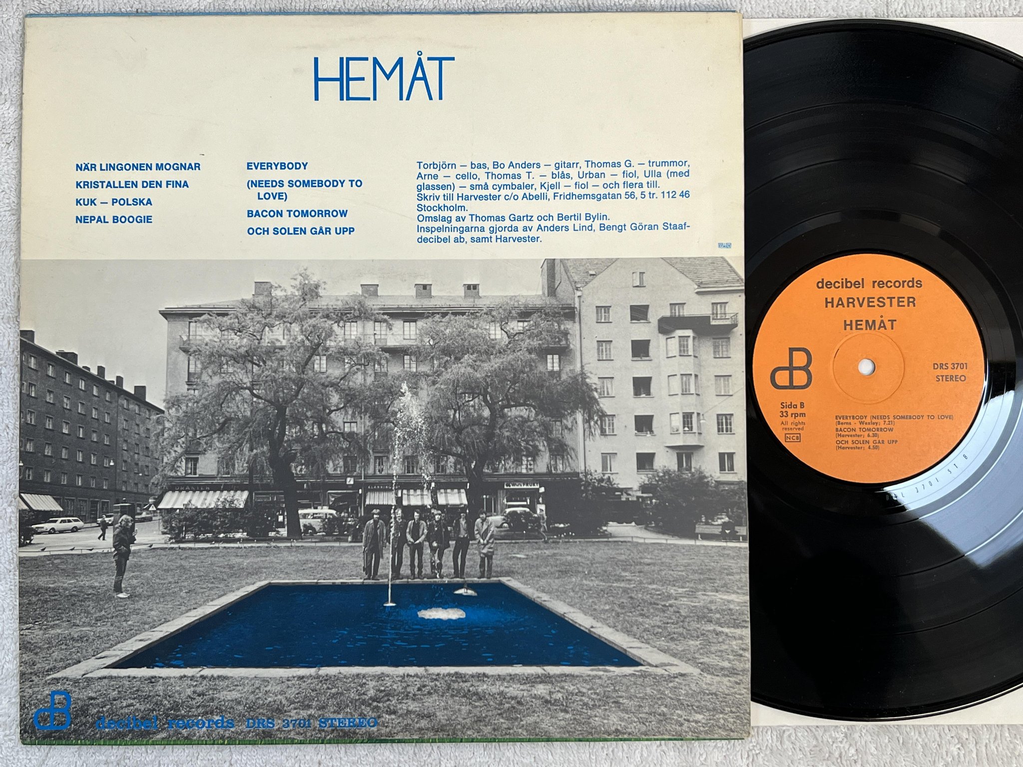 Omslagsbild för skivan HARVESTER hemåt LP -69 Swe DECIBEL DRS 3701 *** R A R E P S Y C H ***