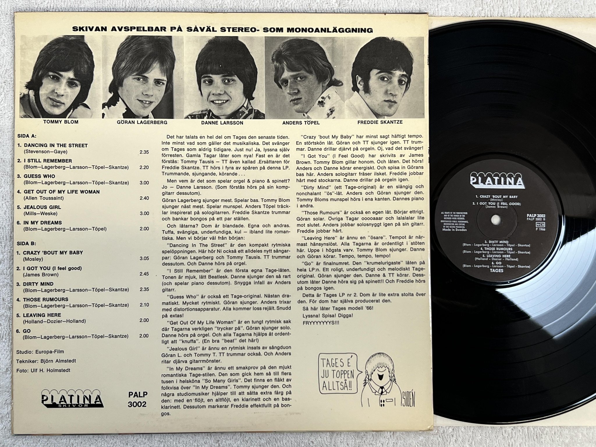 Omslagsbild för skivan TAGES 2 LP -66 Swe PLATINA PALP 3002