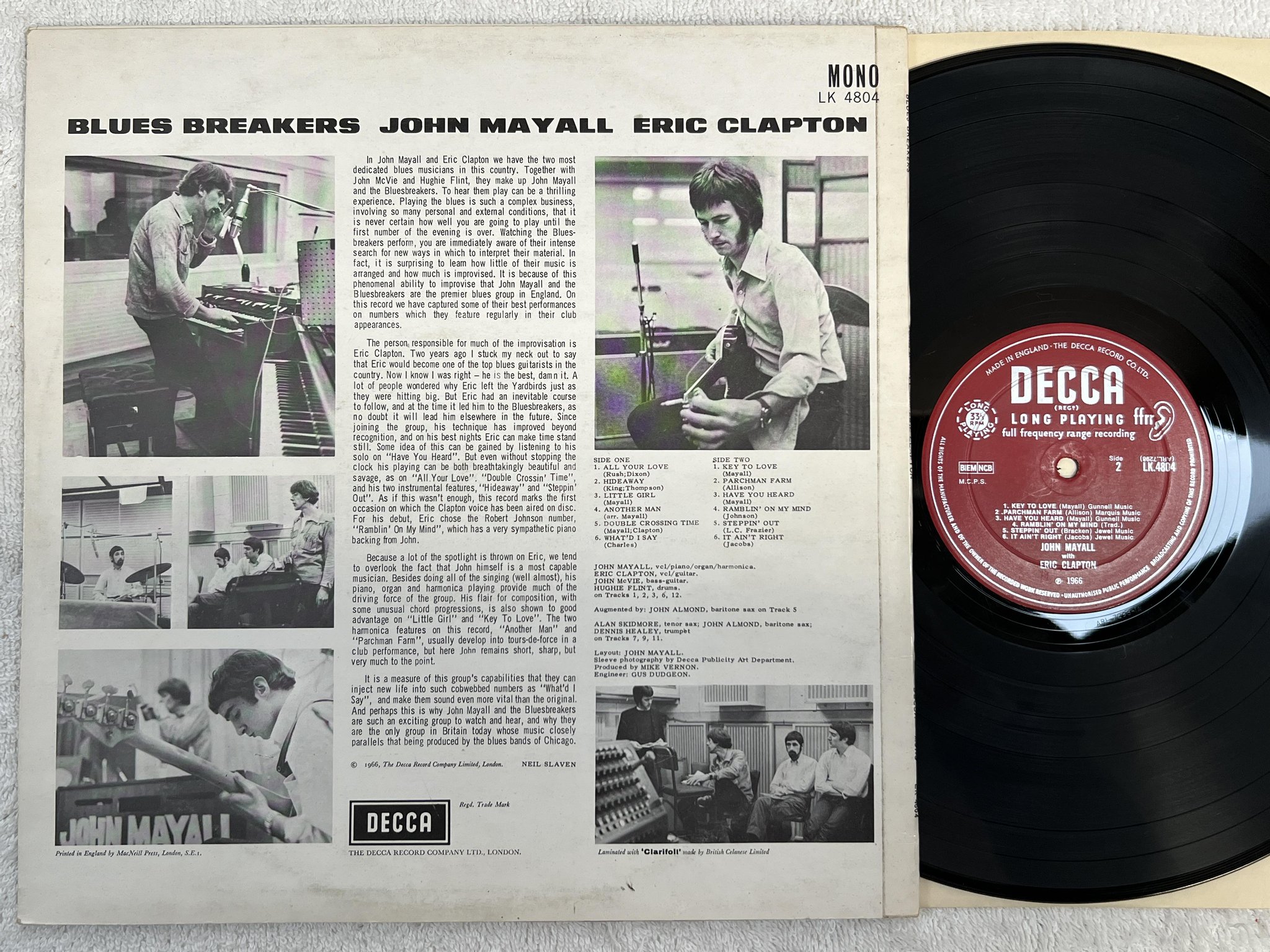 Omslagsbild för skivan JOHN MAYALL w/ Eric Clapton LP -66 UK DECCA LK 4804
