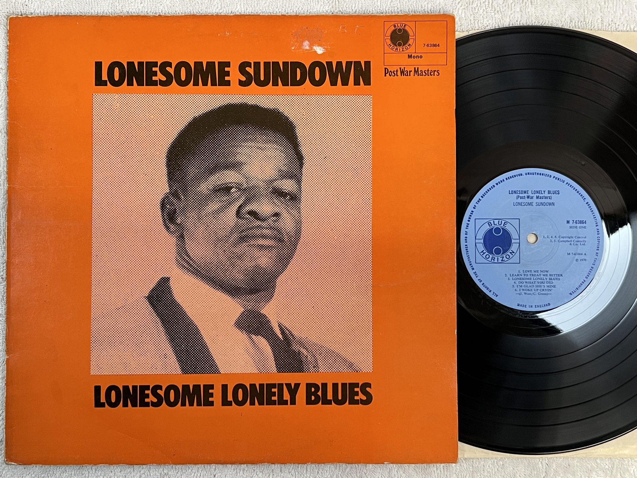 Omslagsbild för skivan LONESOME SUNDOWN Lonesome Lonely Blues LP -70 UK BLUE HORIZON 7-63864