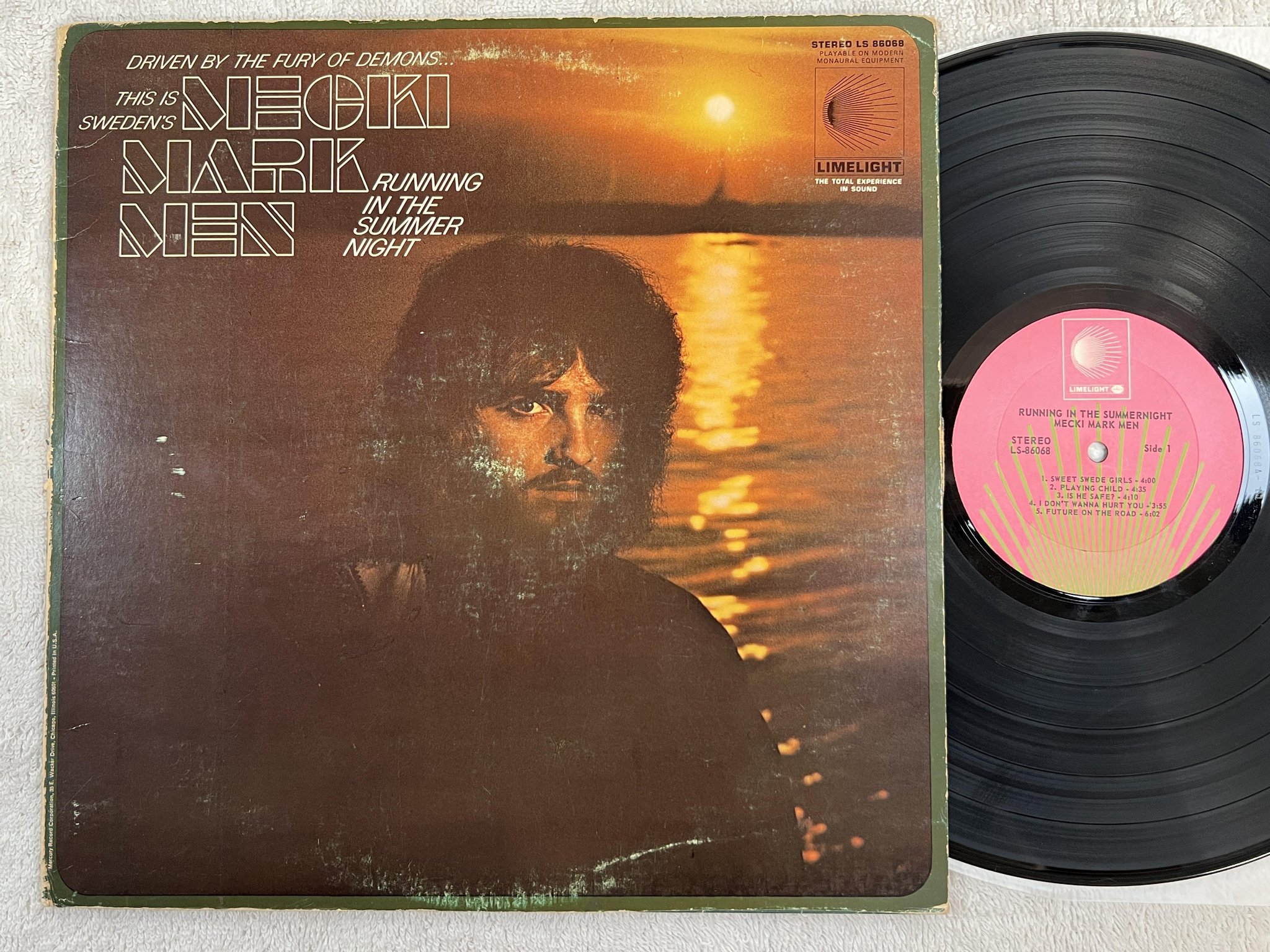 Omslagsbild för skivan MECKI MARK MEN Running In The Summer Night LP -69 US limelight LS 86068