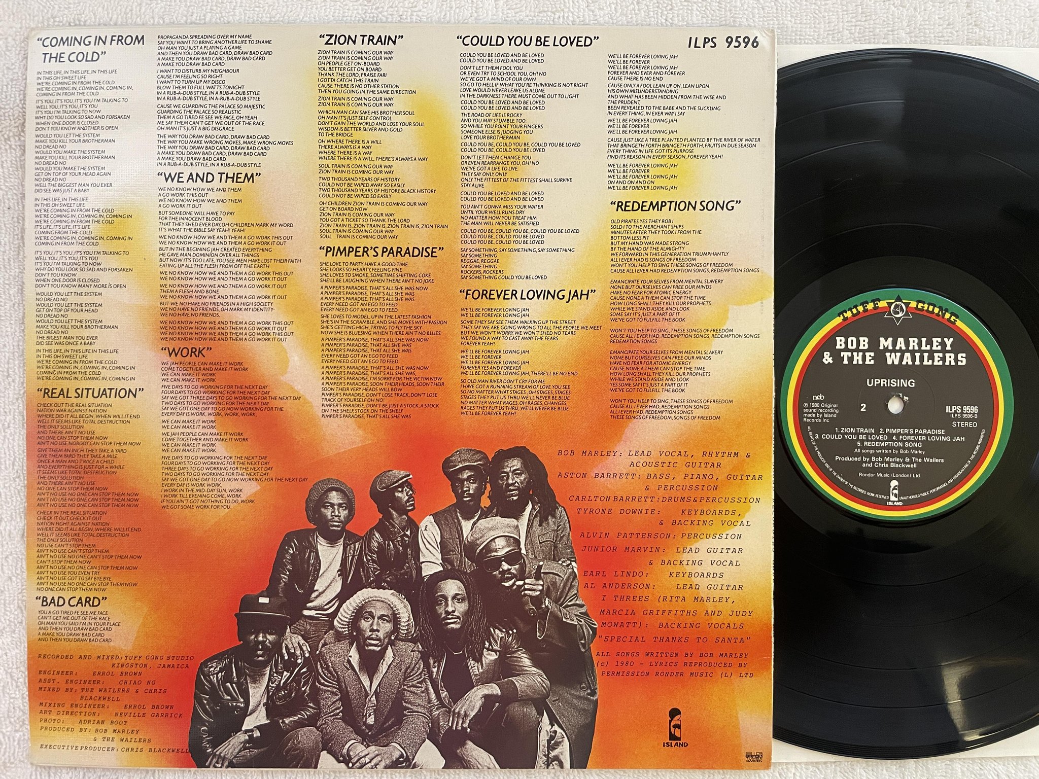 Omslagsbild för skivan BOB MARLEY & THE WAILERS uprising LP -80 ncb ISLAND ILPS 9596