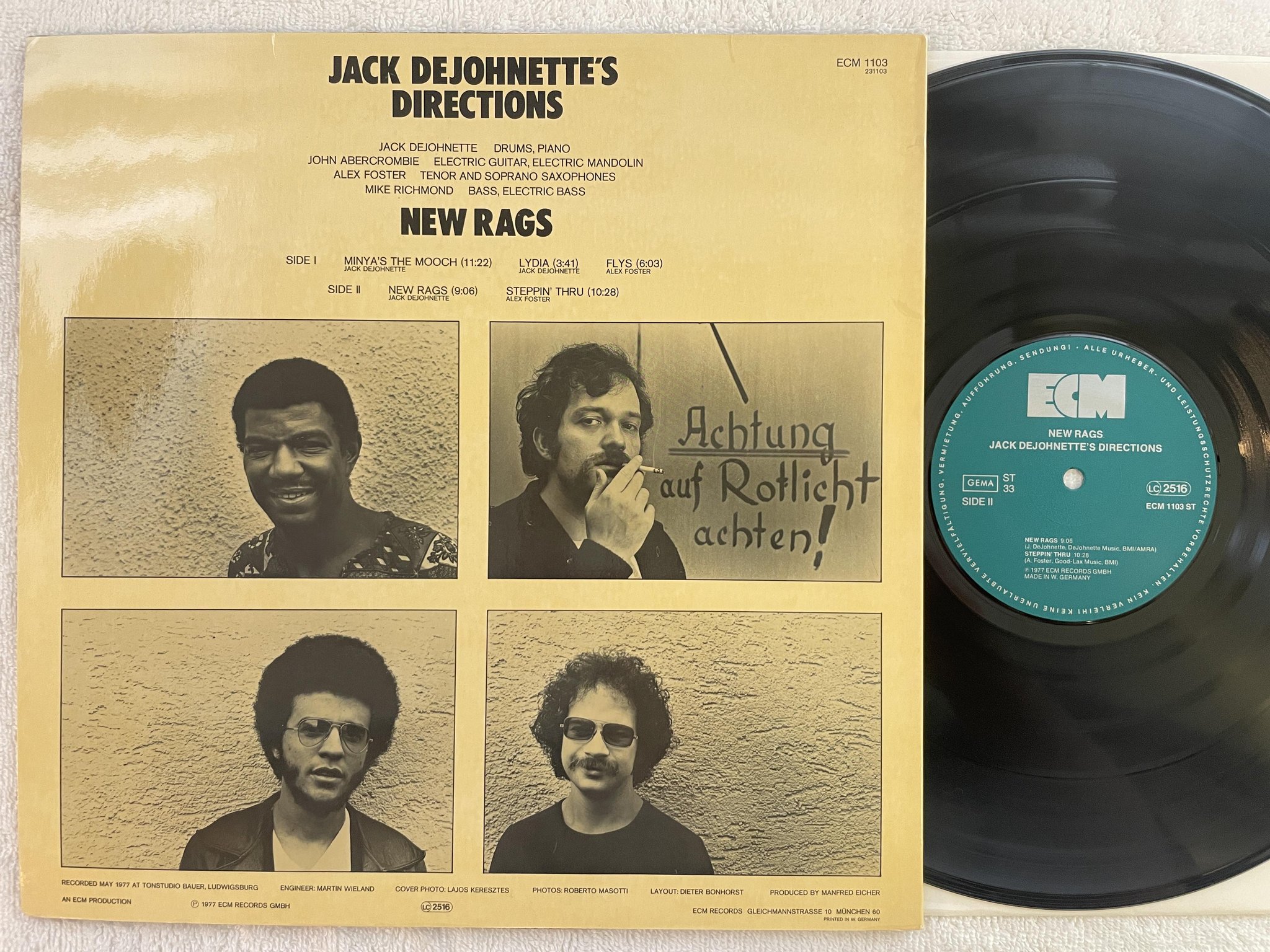 Omslagsbild för skivan JACK DEJOHNETTE'S DIRECTIONS new rags LP -77 Ger ECM 1103 ST