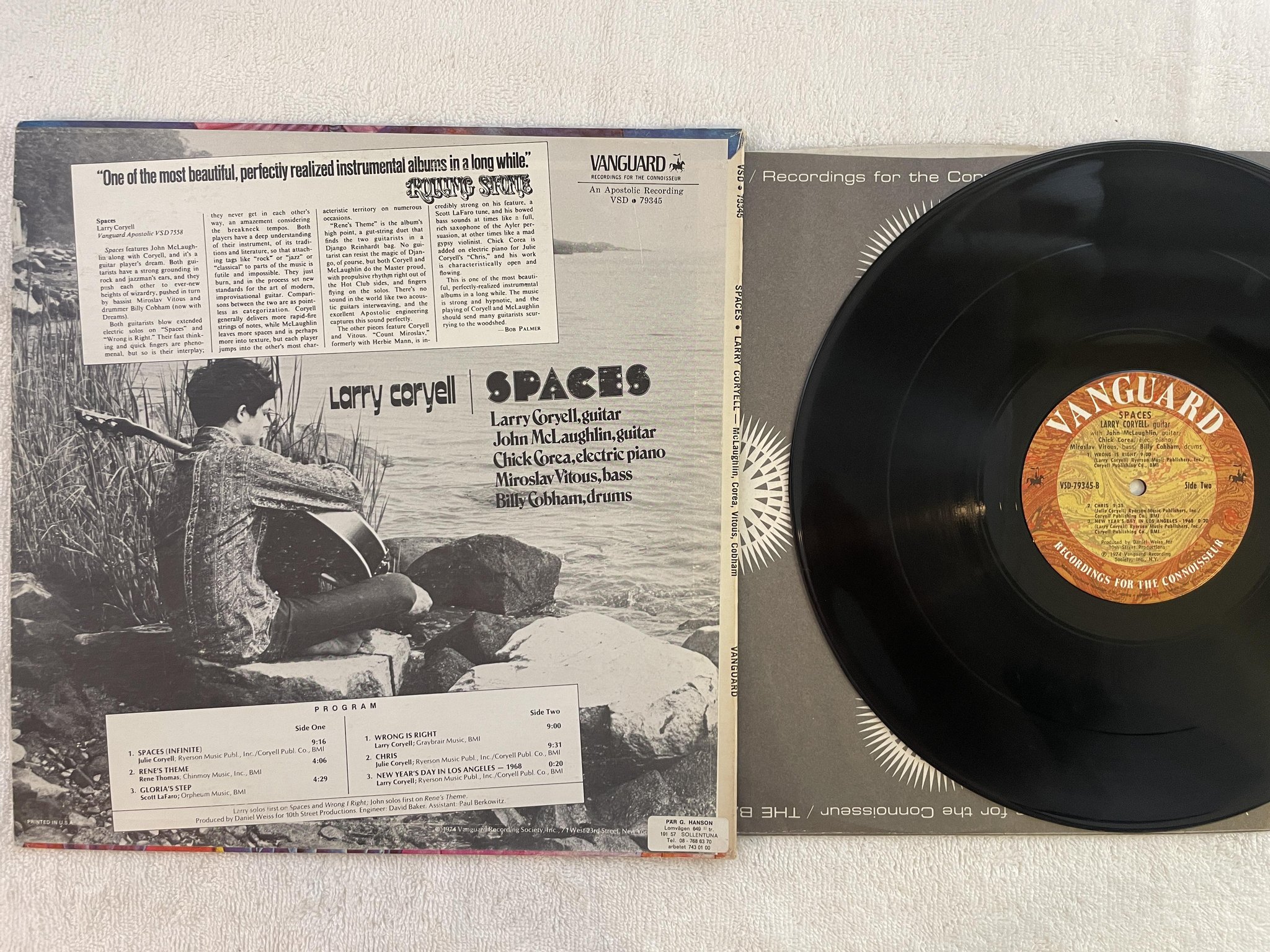 Omslagsbild för skivan LARRY CORYELL spaces LP -74 US vanguard vsd 79345