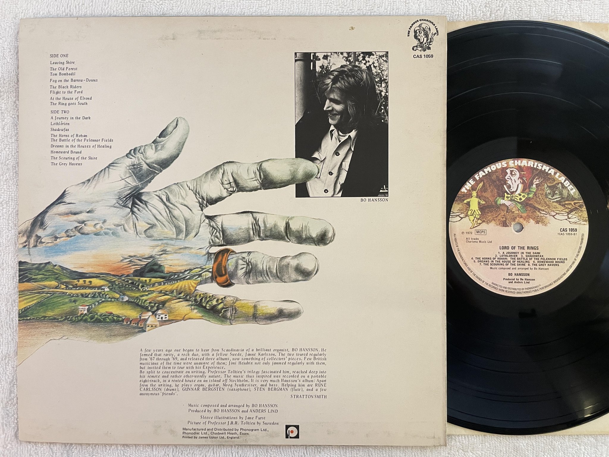 Omslagsbild för skivan BO HANSSON lord of the rings LP -72 UK THE FAMOUS CHARISMA CAS 1059