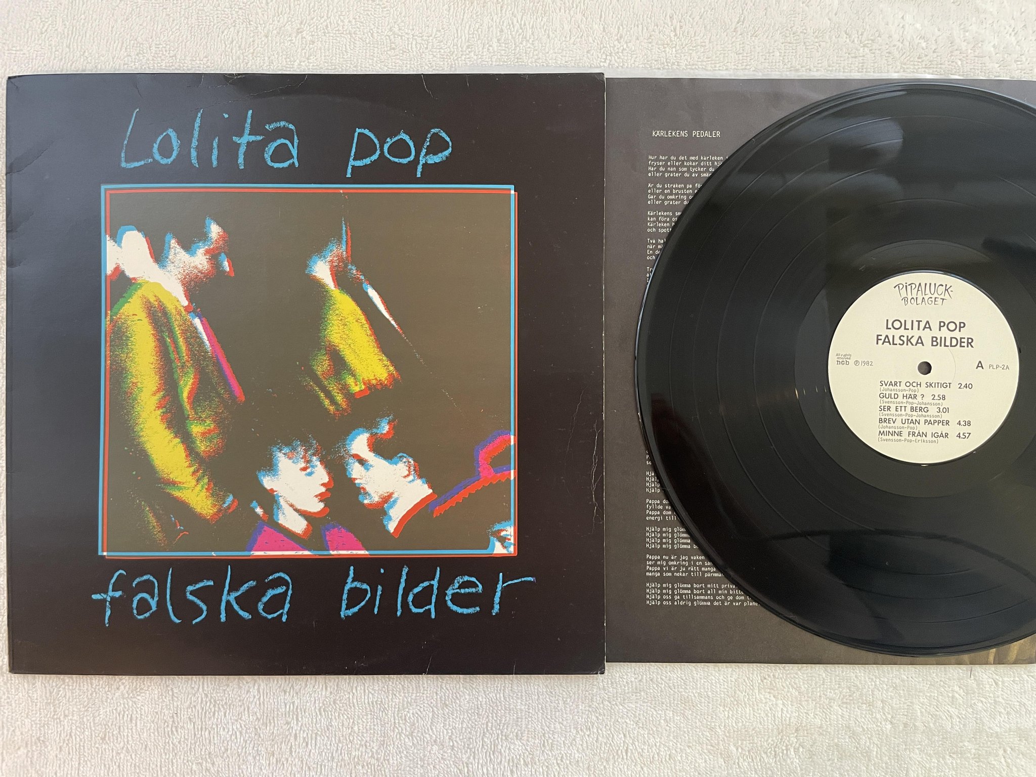 Omslagsbild för skivan LOLITA POP falska bilder LP -82 ncb PIPALUCKBOLAGET PLP-2
