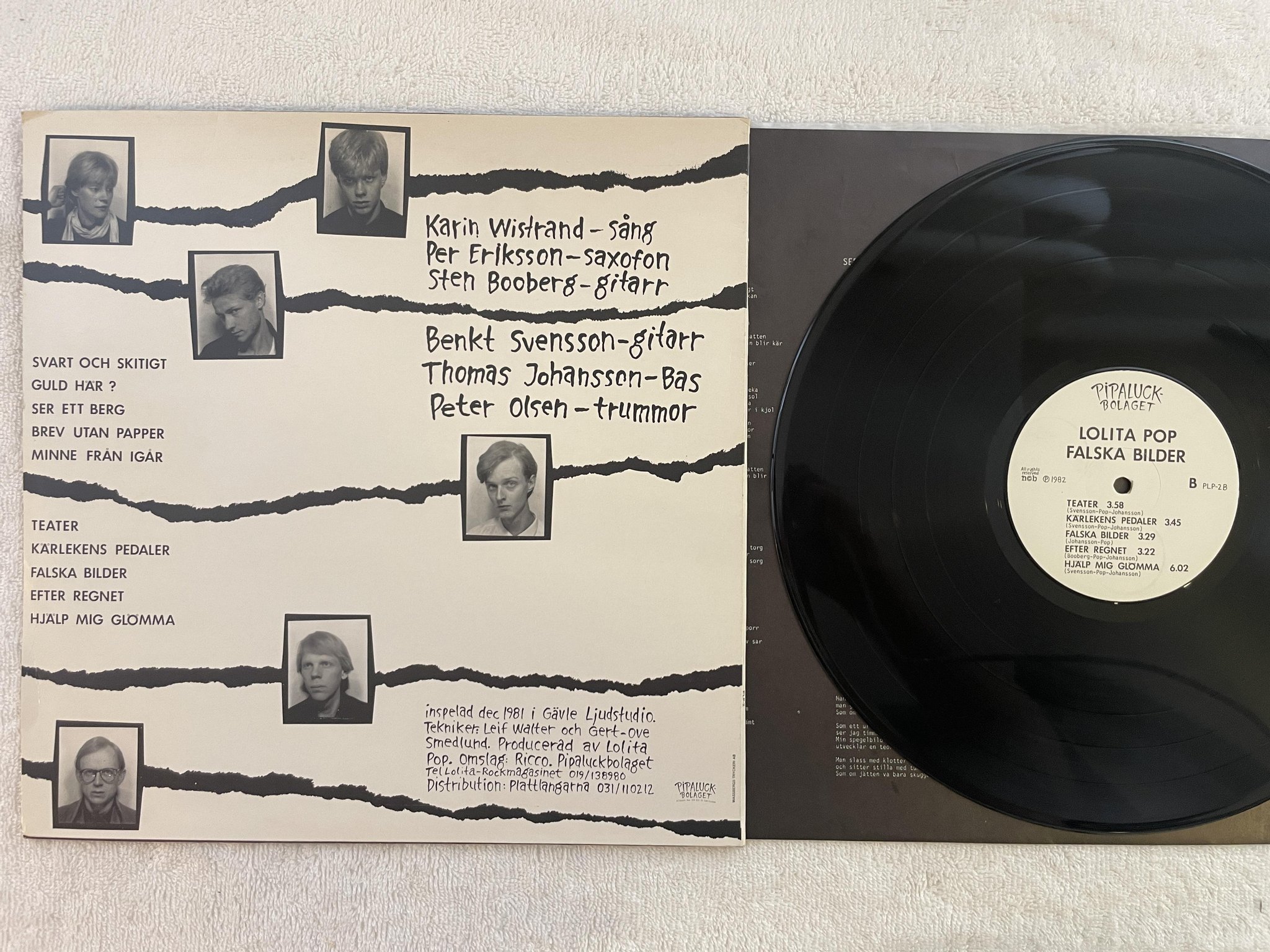 Omslagsbild för skivan LOLITA POP falska bilder LP -82 ncb PIPALUCKBOLAGET PLP-2