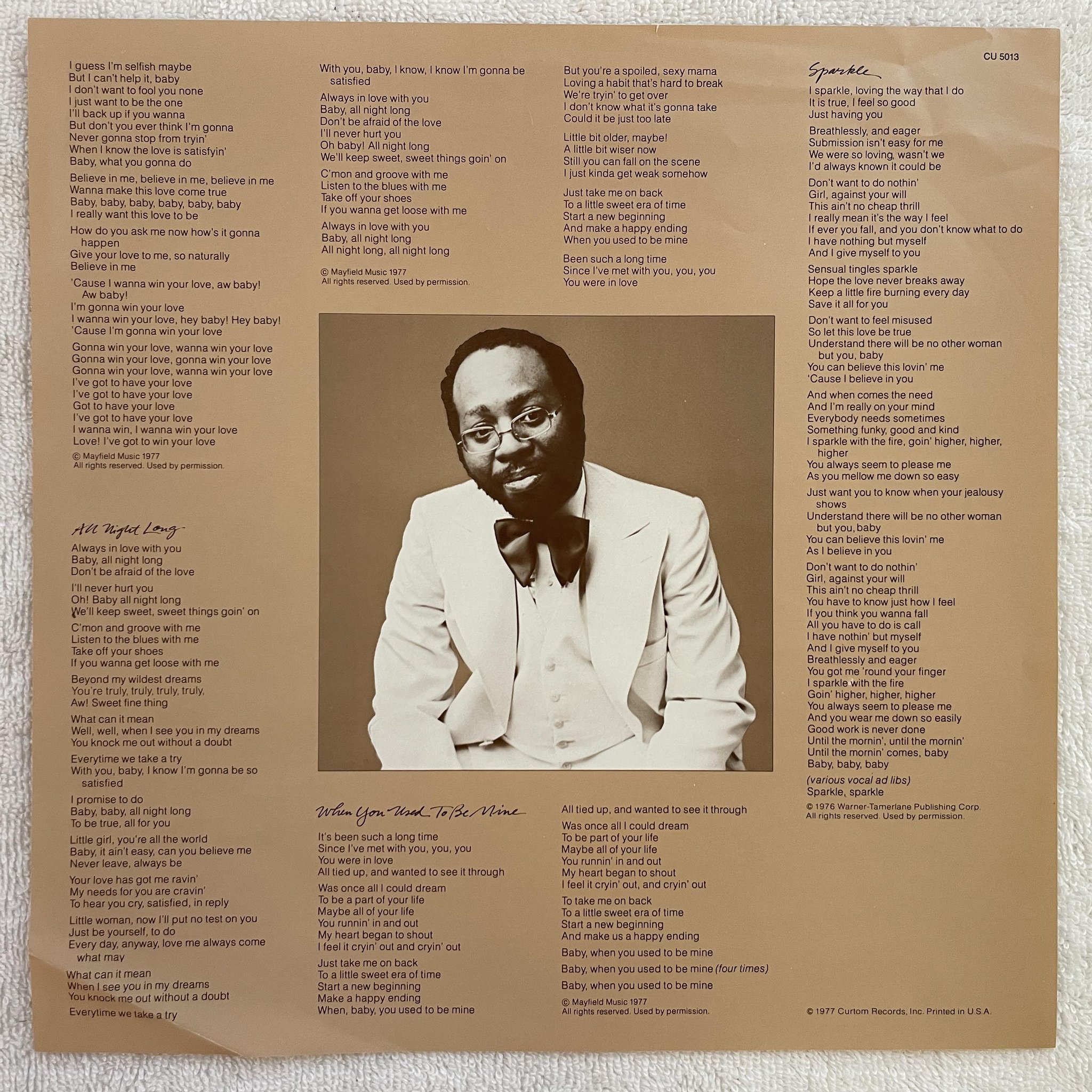 Omslagsbild för skivan CURTIIS MAYFIELD never say you can't survive LP -77 US CURTOM CU 5013