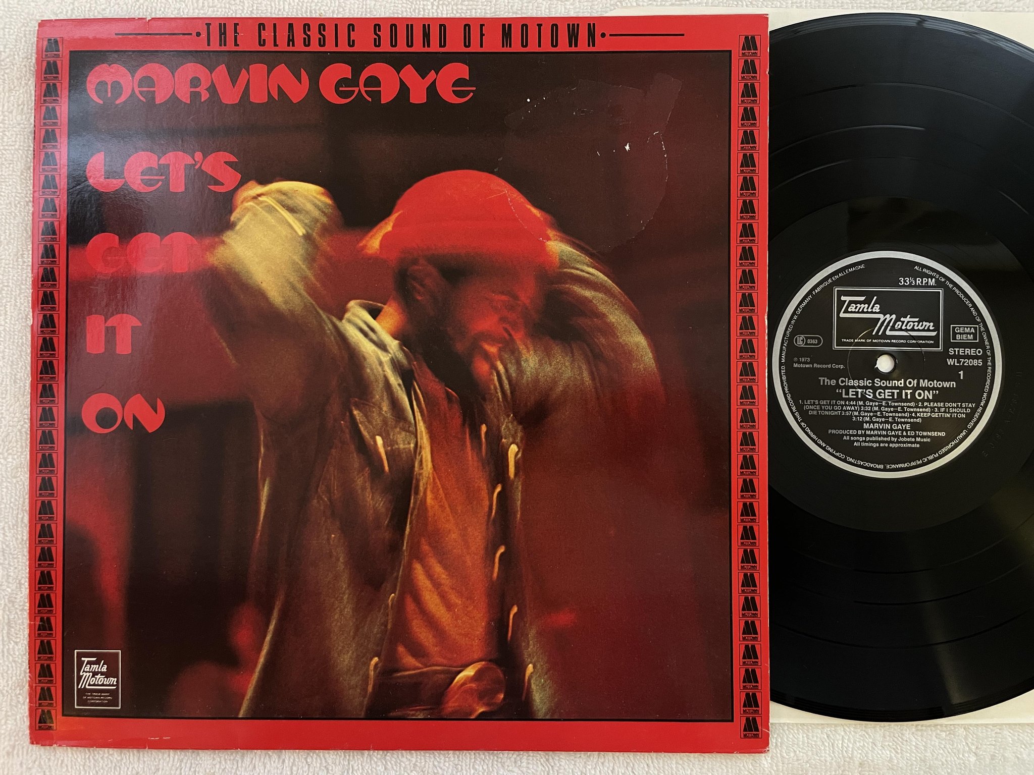Omslagsbild för skivan MARVIN GAYE let's get it on LP re Ger TAMLA MOTOWN WL72085
