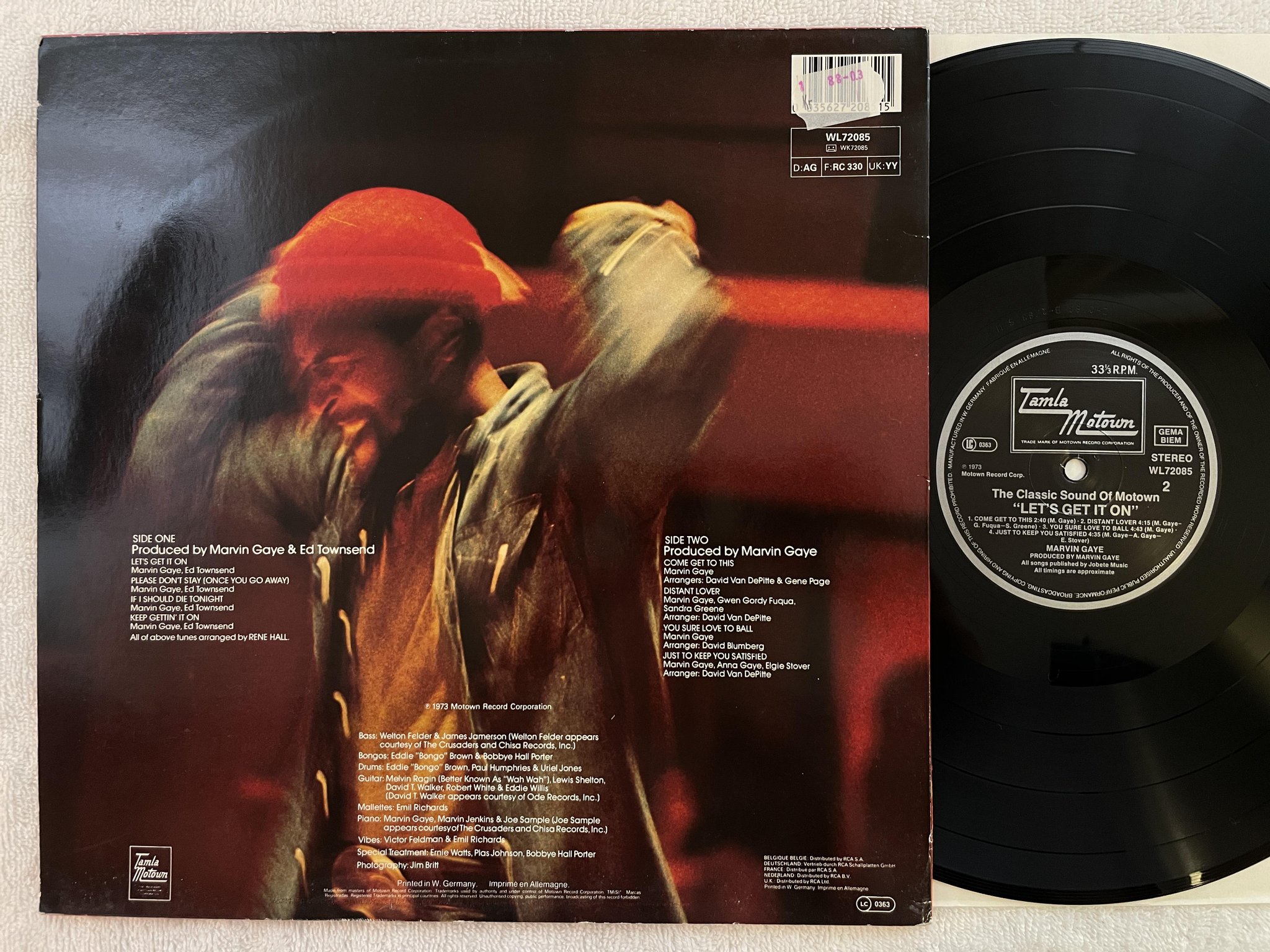 Omslagsbild för skivan MARVIN GAYE let's get it on LP re Ger TAMLA MOTOWN WL72085