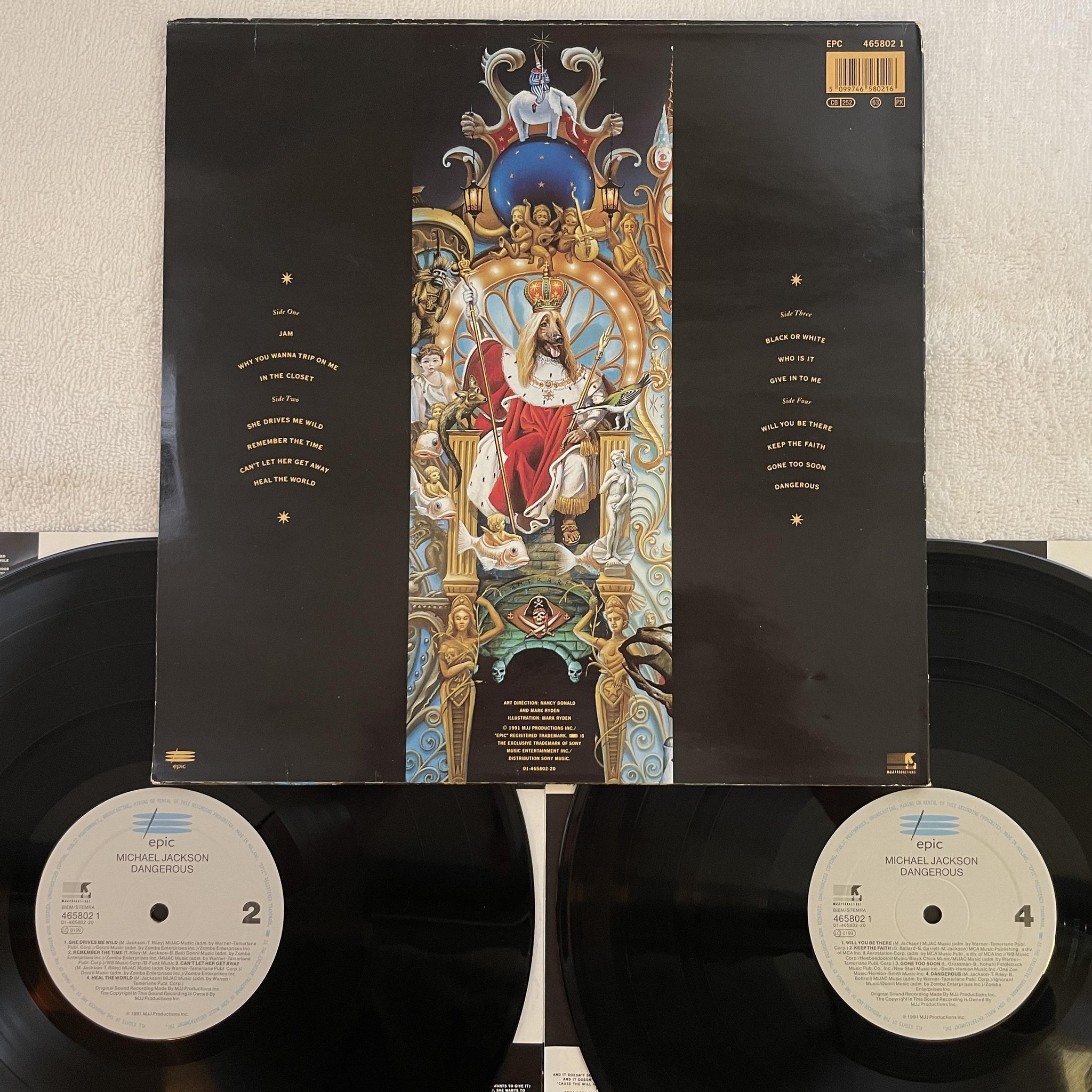 Omslagsbild för skivan MICHAEL JACKSON dangerous 2xLP -91 Hol EPIC 4658021
